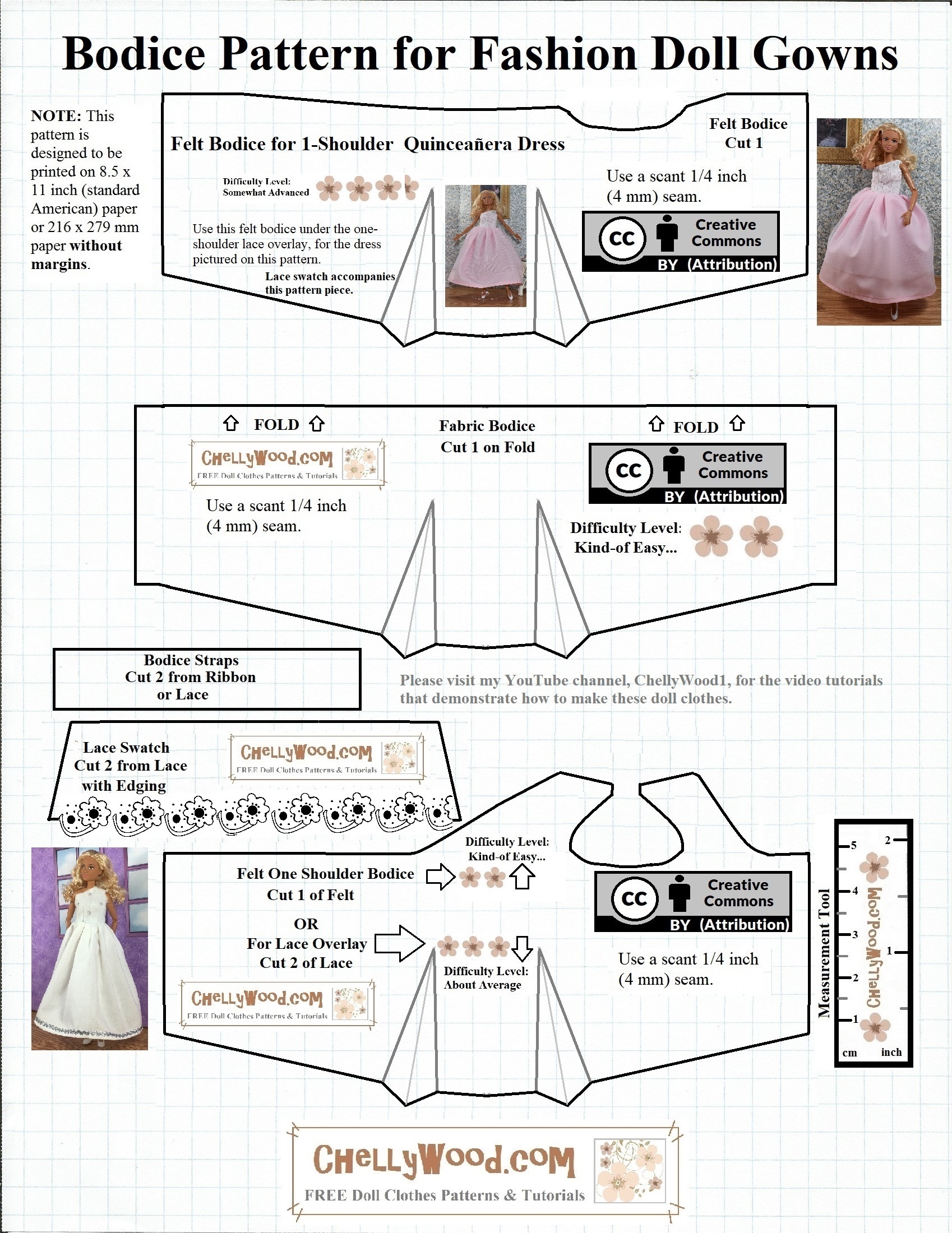 Free sewing Pattern For Barbie dolls DIY Shirt ChellyWood Free Doll Clothes Patterns