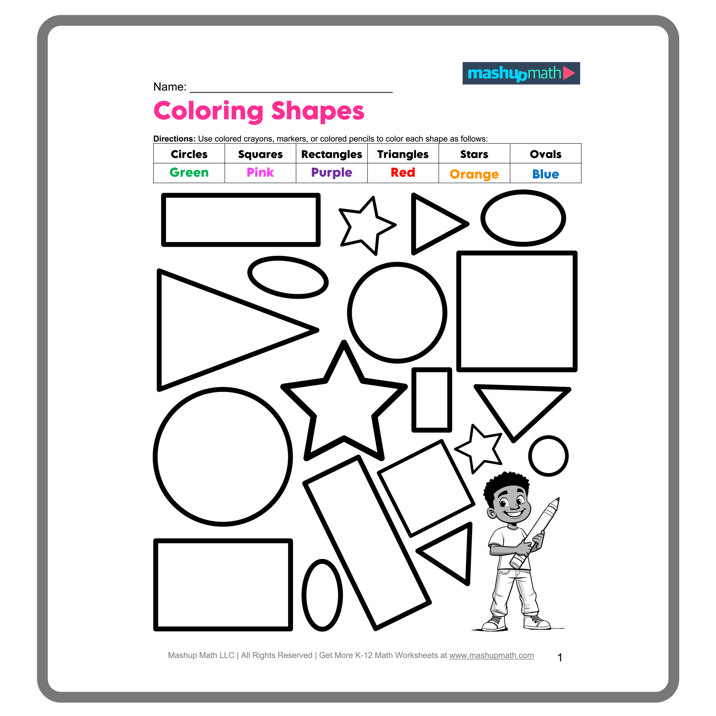 Free Shapes Worksheets Printable Mashup Math