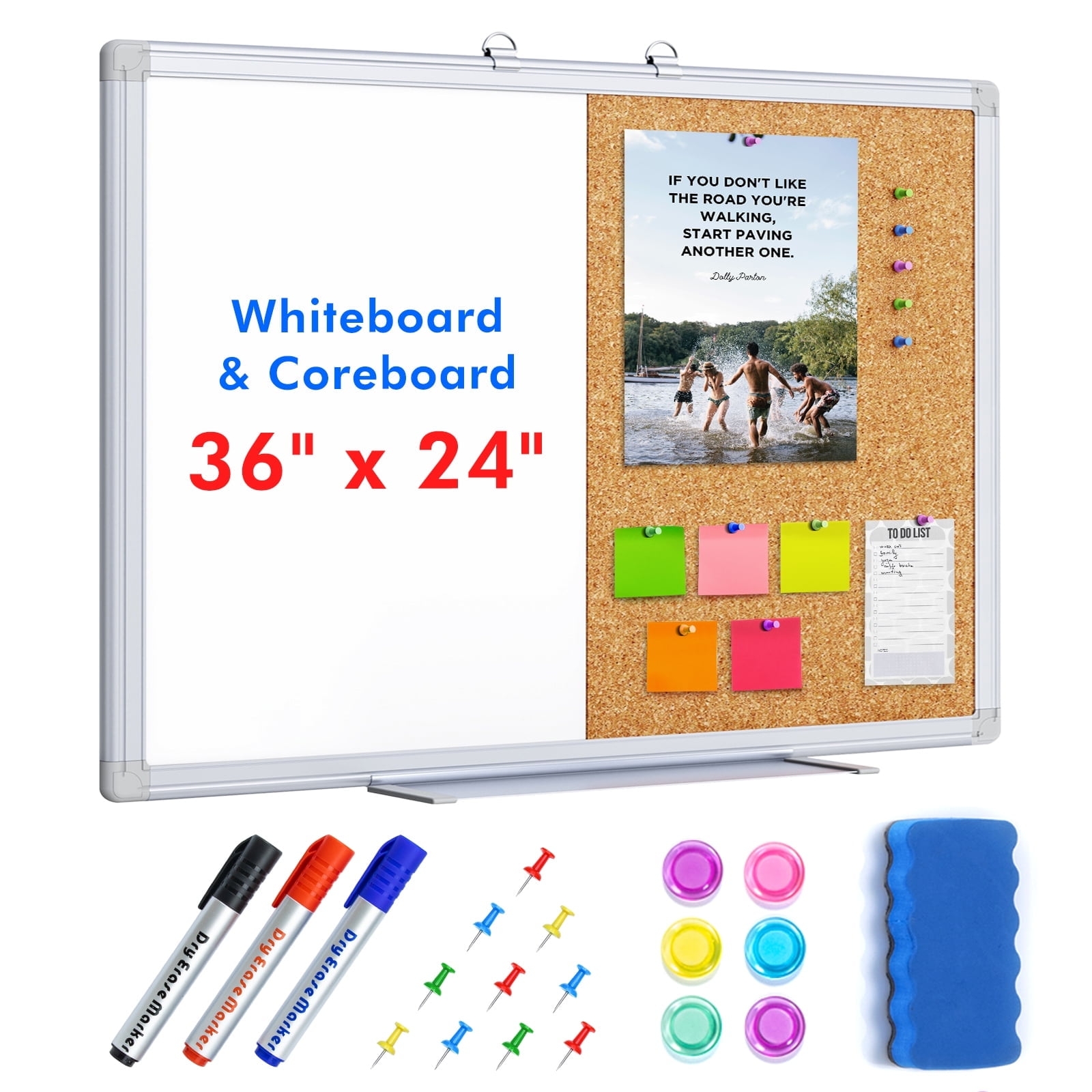 Free Shipping Maxtek Bulletin Whiteboard Combo For Wall 36 X 24 Magnetic Dry Erase Board White Board And Cork Board Combo Push Pin Board Vision Board For Home Office Kids Walmart 