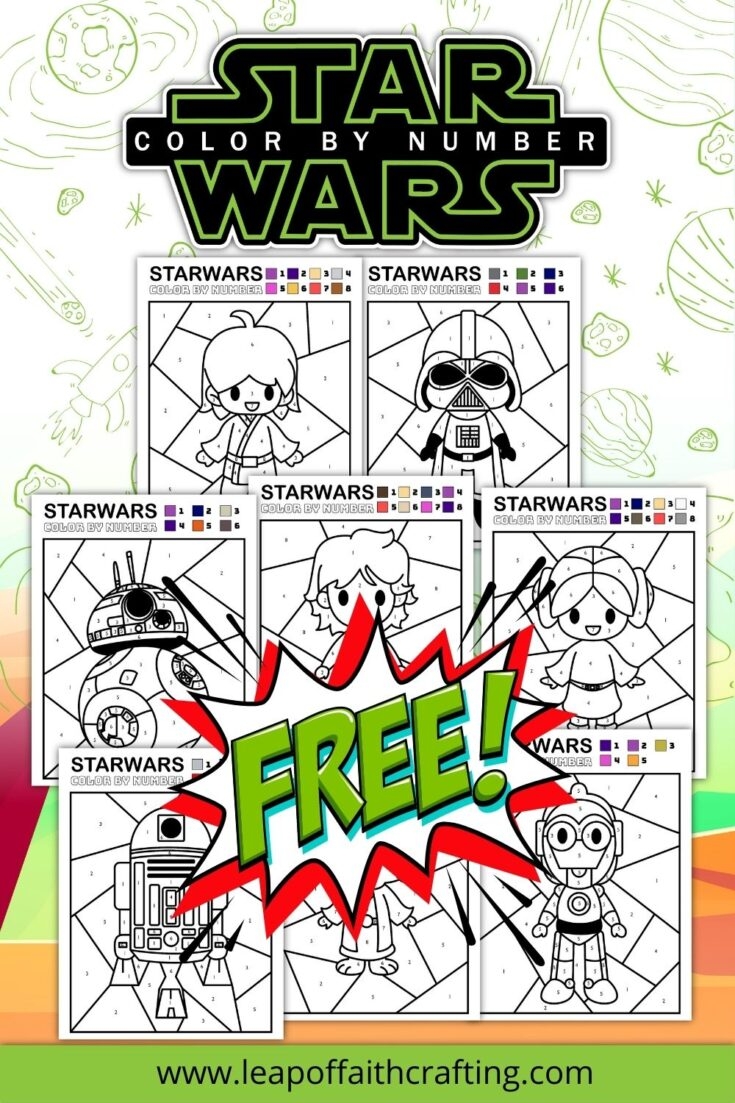 FREE Star Wars Color By Number 8 Pages Leap Of Faith Crafting