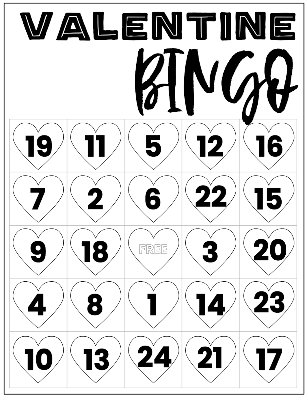 valentine bingo free printable pdf