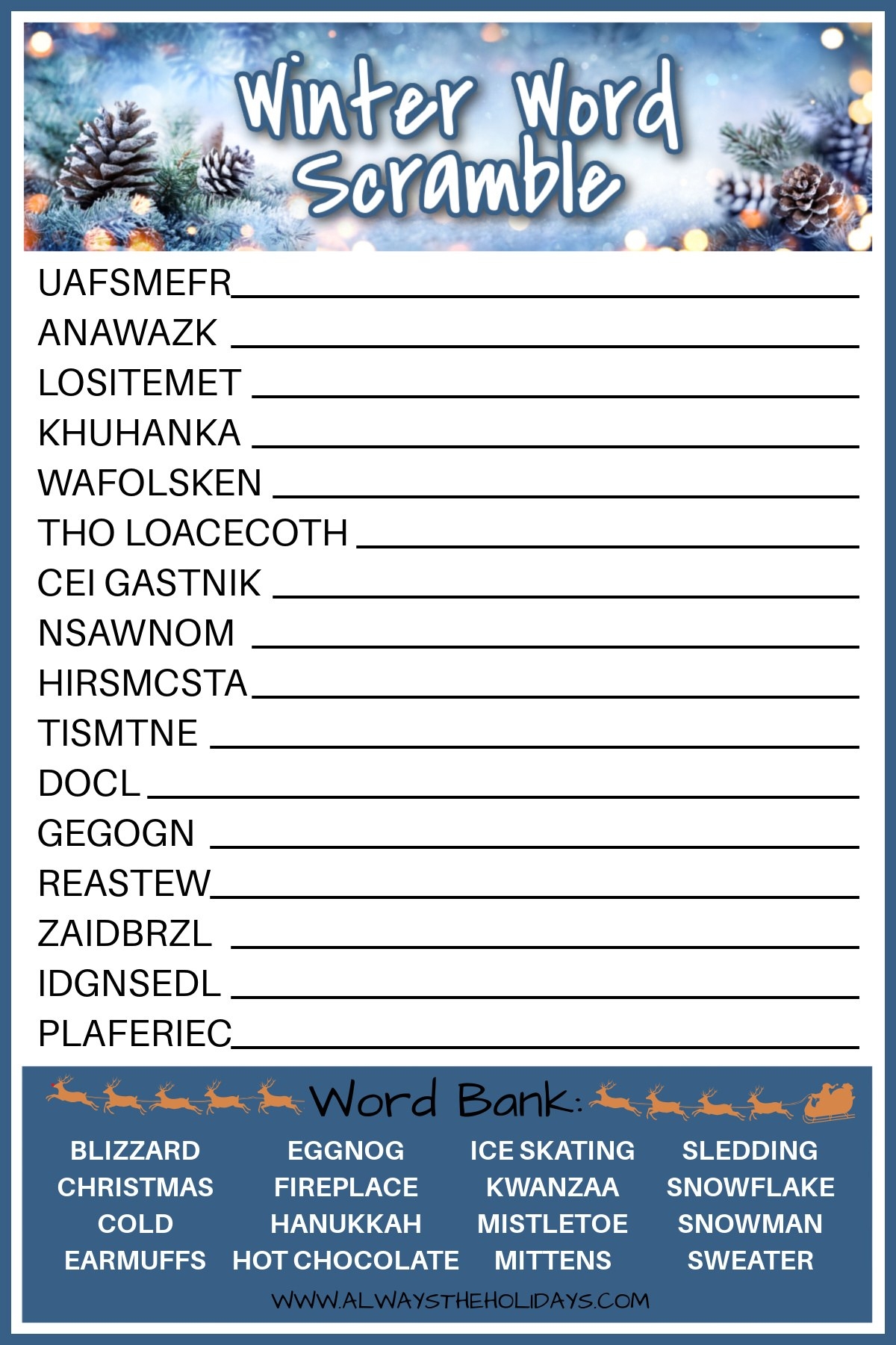 print word scramble
