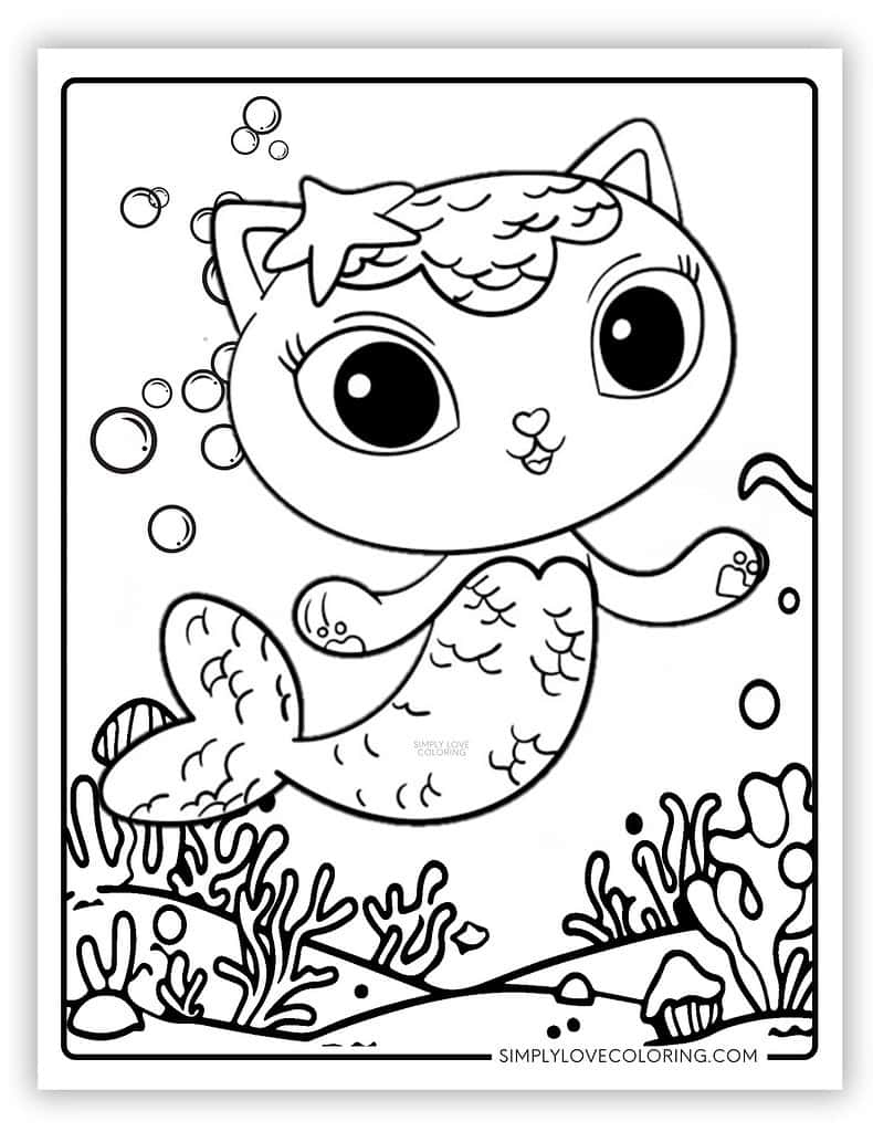 mercat gabby's dollhouse coloring pages