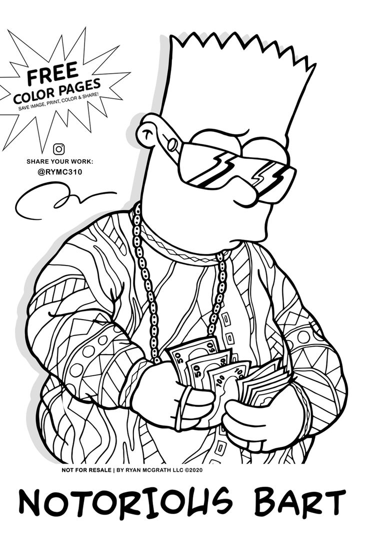 Gangsta Bart Simpson Coloring Pages 1 Cartoon Coloring Pages Coloring Books Coloring Pages