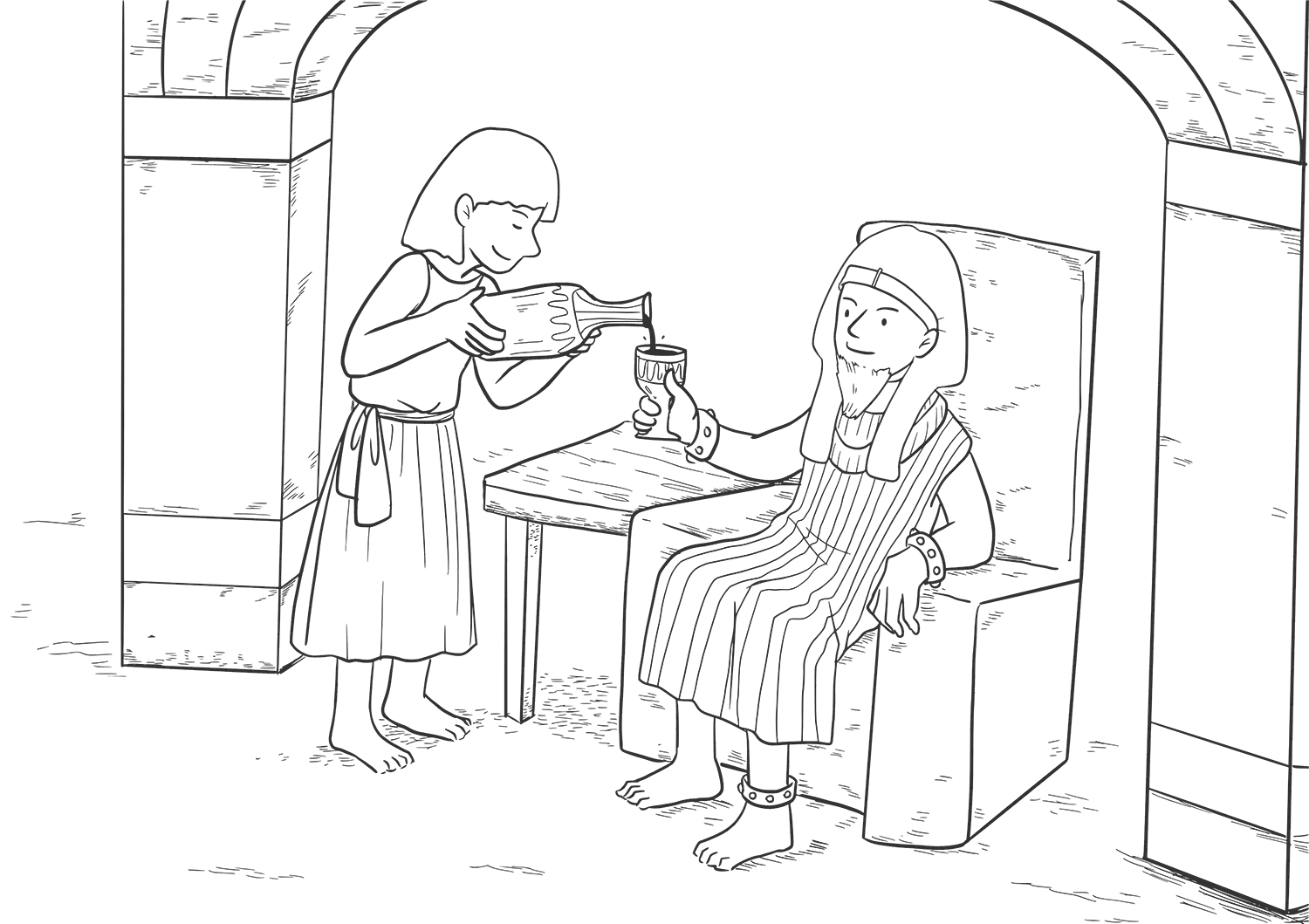 Genesis 40 20 23 Joseph In Prison Coloring Page Free Printable