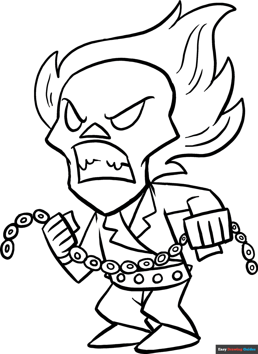 Ghost Rider Coloring Page Easy Drawing Guides