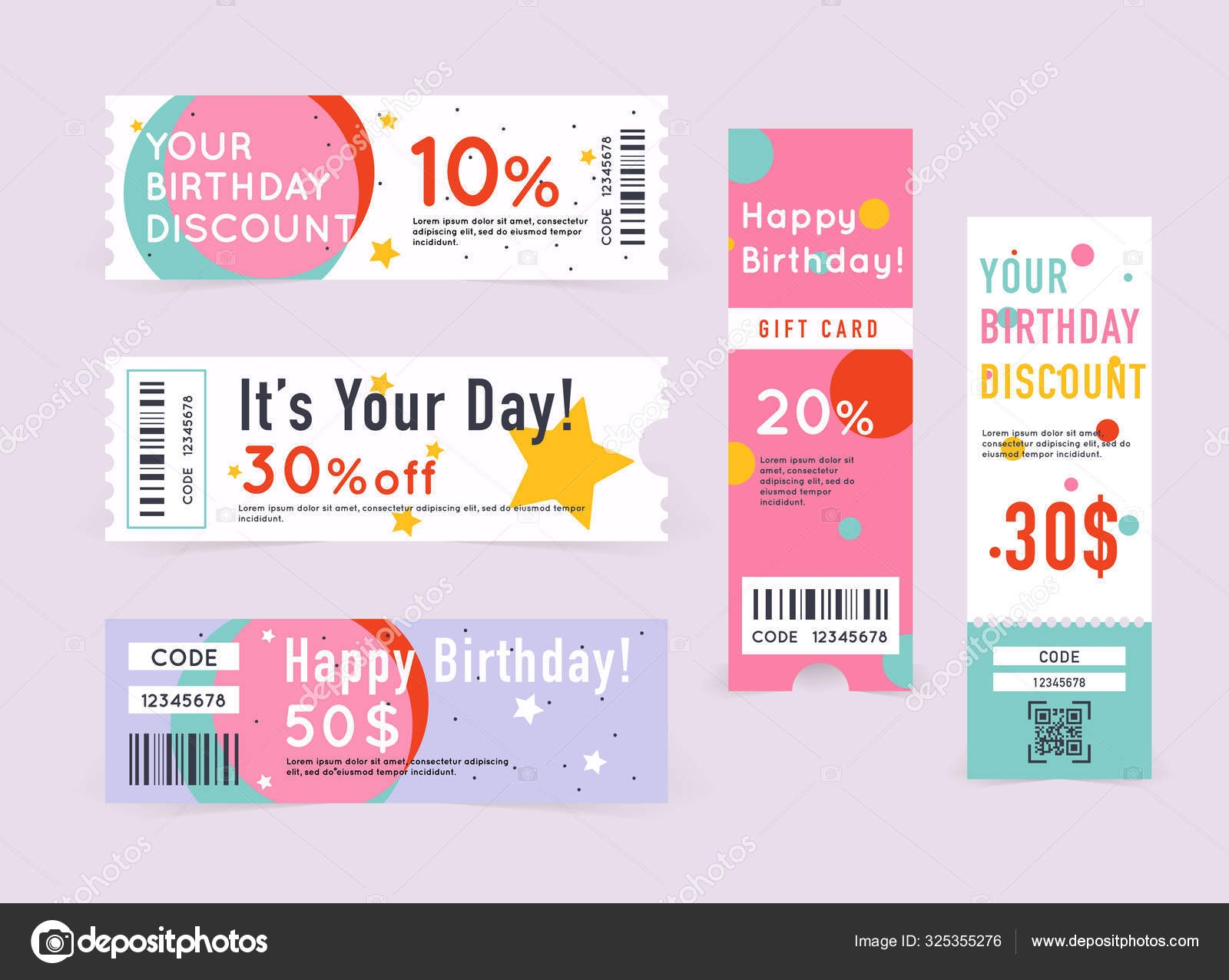 Gift Card Coupon Code Happy Birthday Coupon Illustration Stock Vector By Gapchuk Olesia 325355276