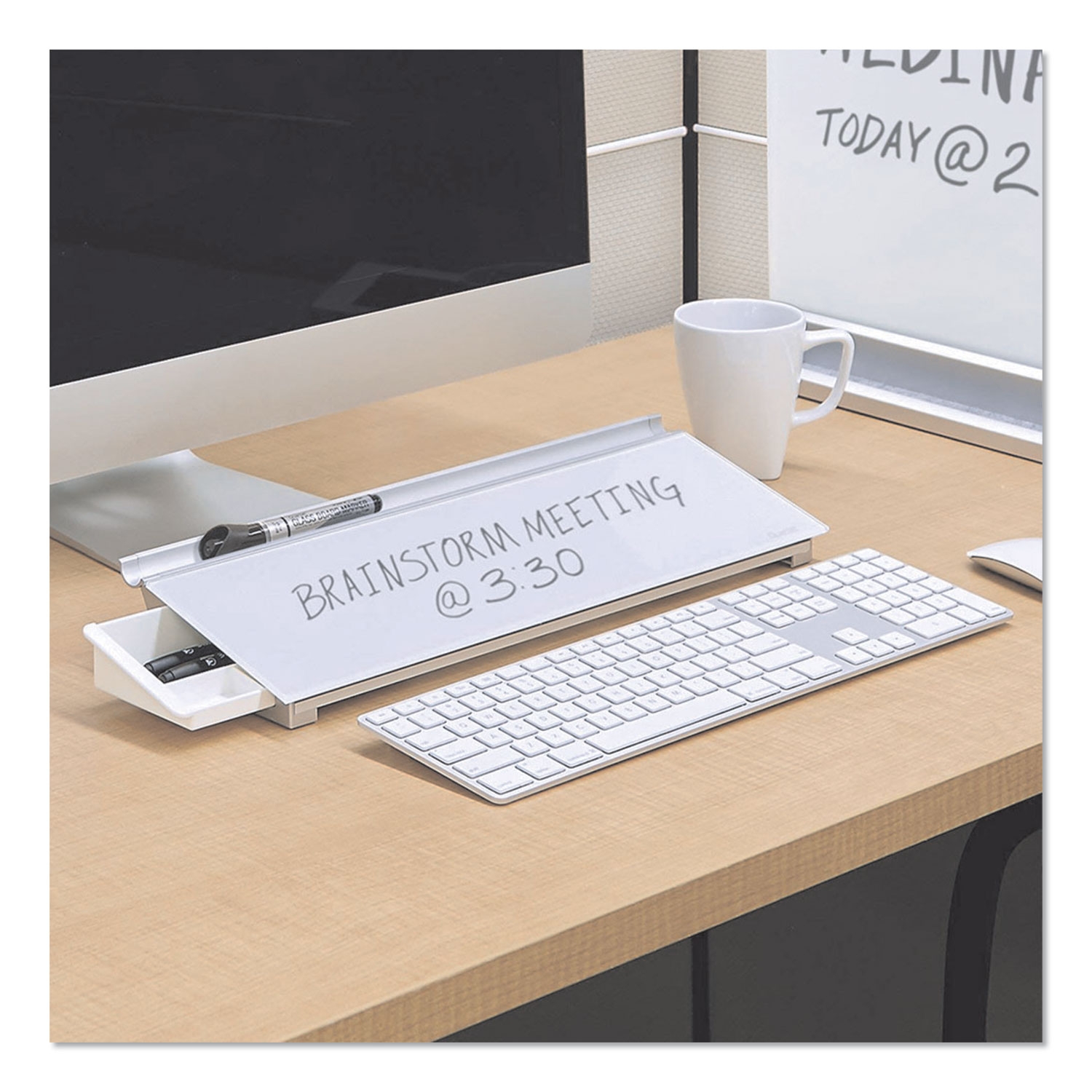 Glass Dry Erase Desktop Computer Pad 18 X 6 White Surface MyEliteProducts