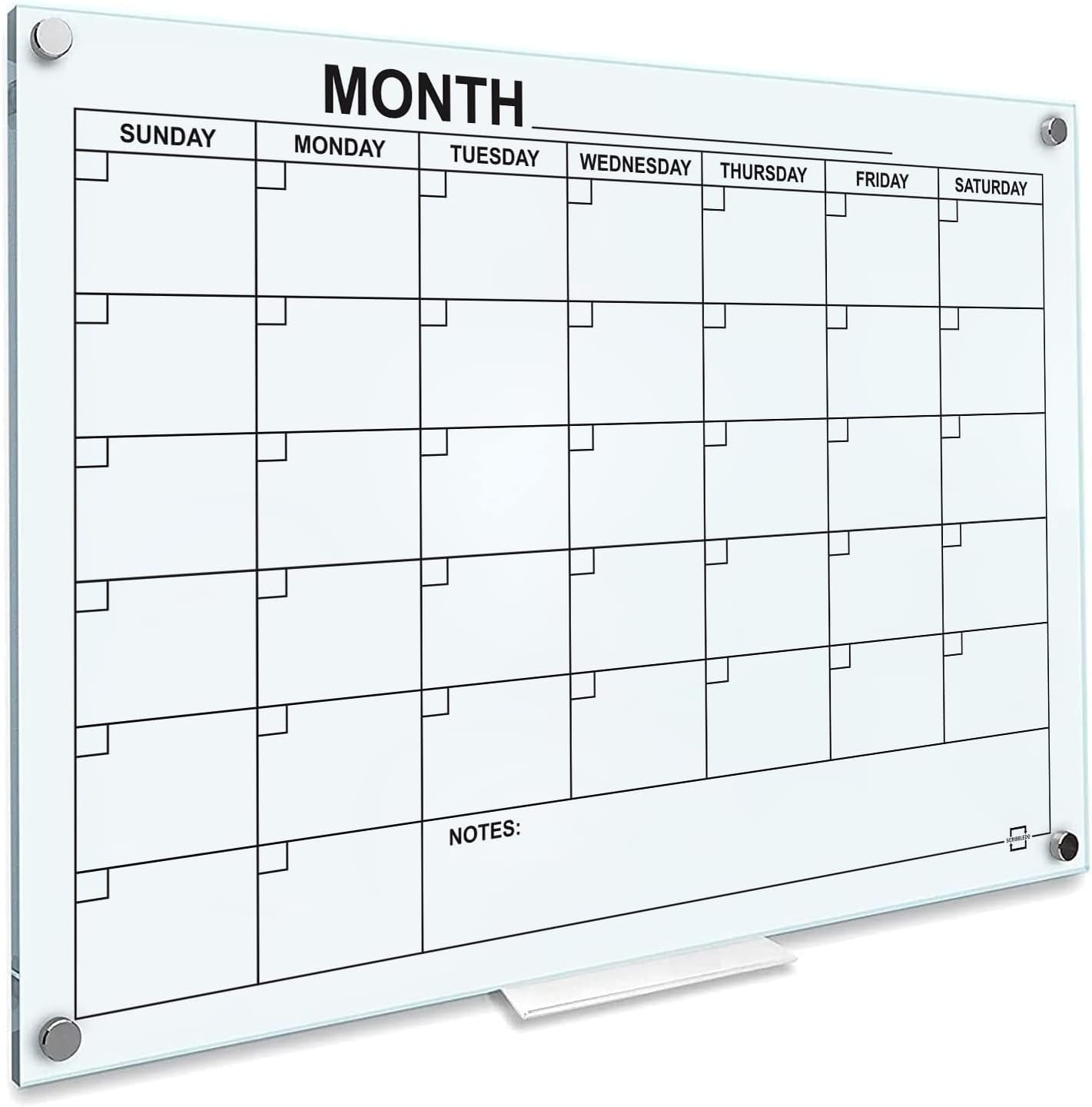 Glass Whiteboard Calendar Monthly Planner White Board Calendar Dry Erase Board 34 x46 Dry Erase Calendar For Wall Weekly Glass Calendar Whiteboard Home Office Large Wall Calendar Marker Tray Walmart Business