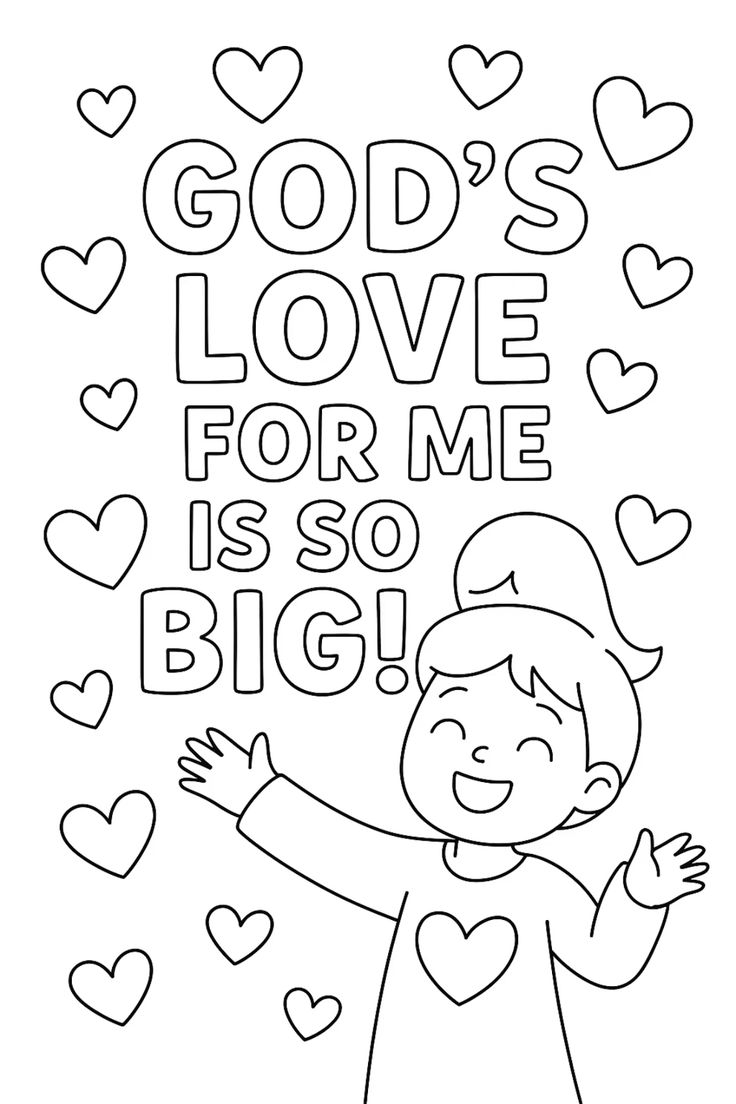 God Loves Me Bible Coloring Page For Preschoolers 