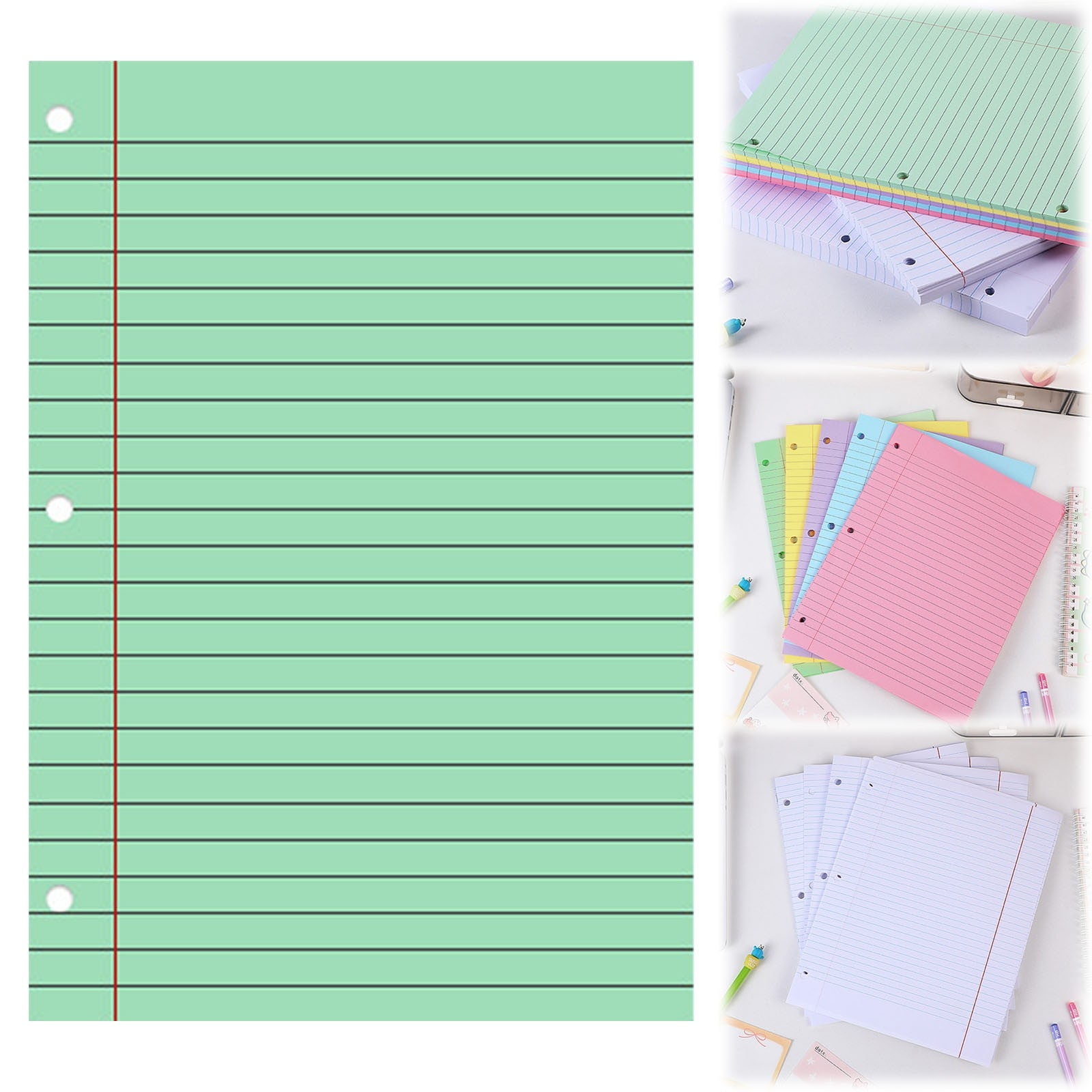 Goohae Notebook Refill Paper 4 Ring Binder Paper 200 Sheet Loose Leaf Paper College Ruled 3 Hole Punched For Binders Organization Green Walmart