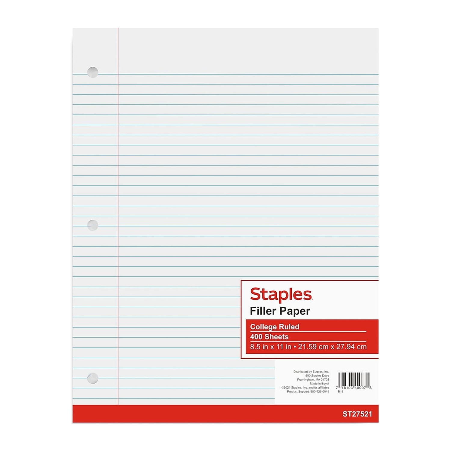 Graph Paper Staples Filler Paper 8 5x11 Graph Ruled 100 Sheets 3 Hole Punched Staples Graph Ruled Three Hole Paper