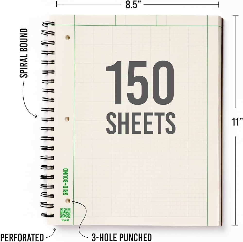 spiral bound grid notebook
