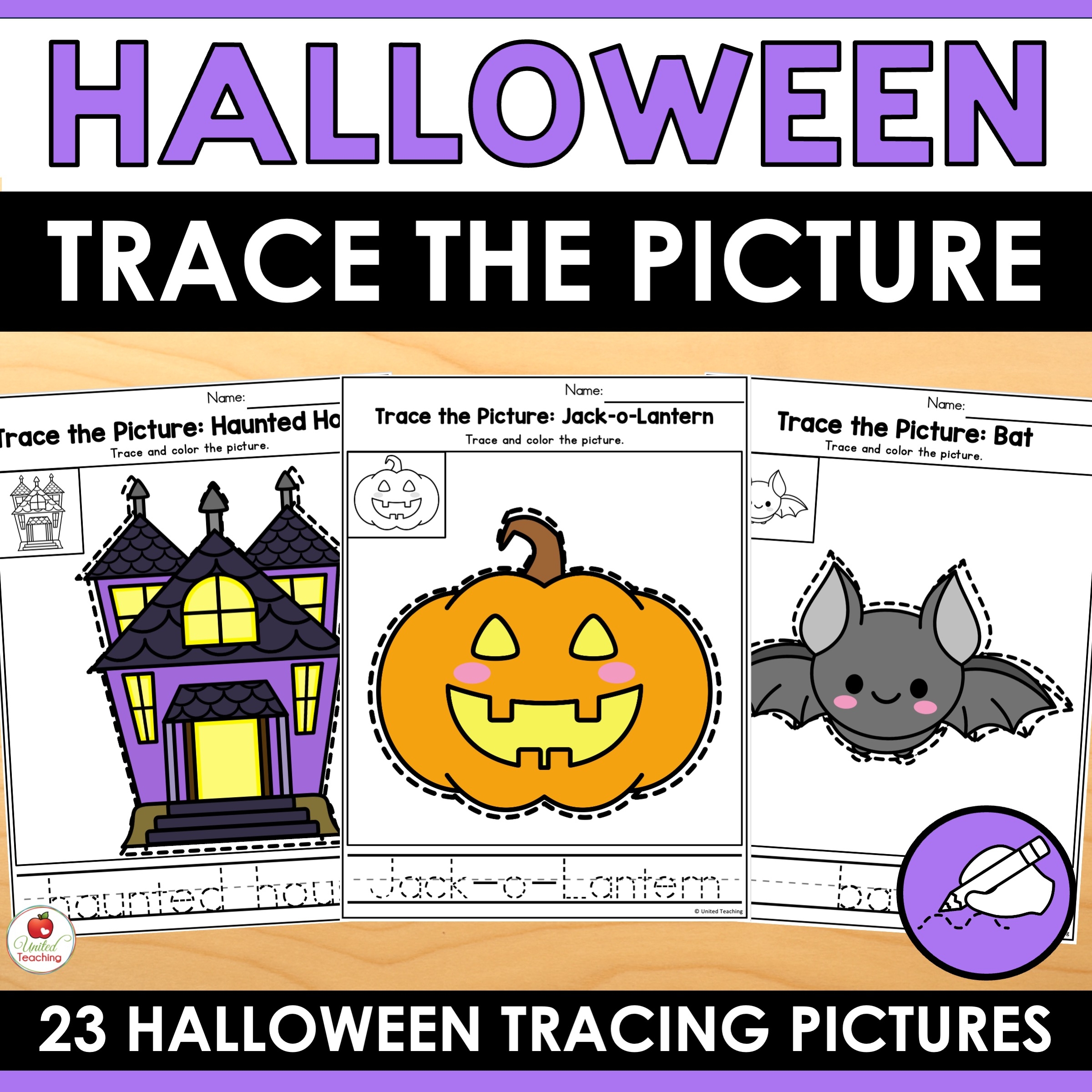 Halloween Trace The Picture Worksheets Packet United Teaching