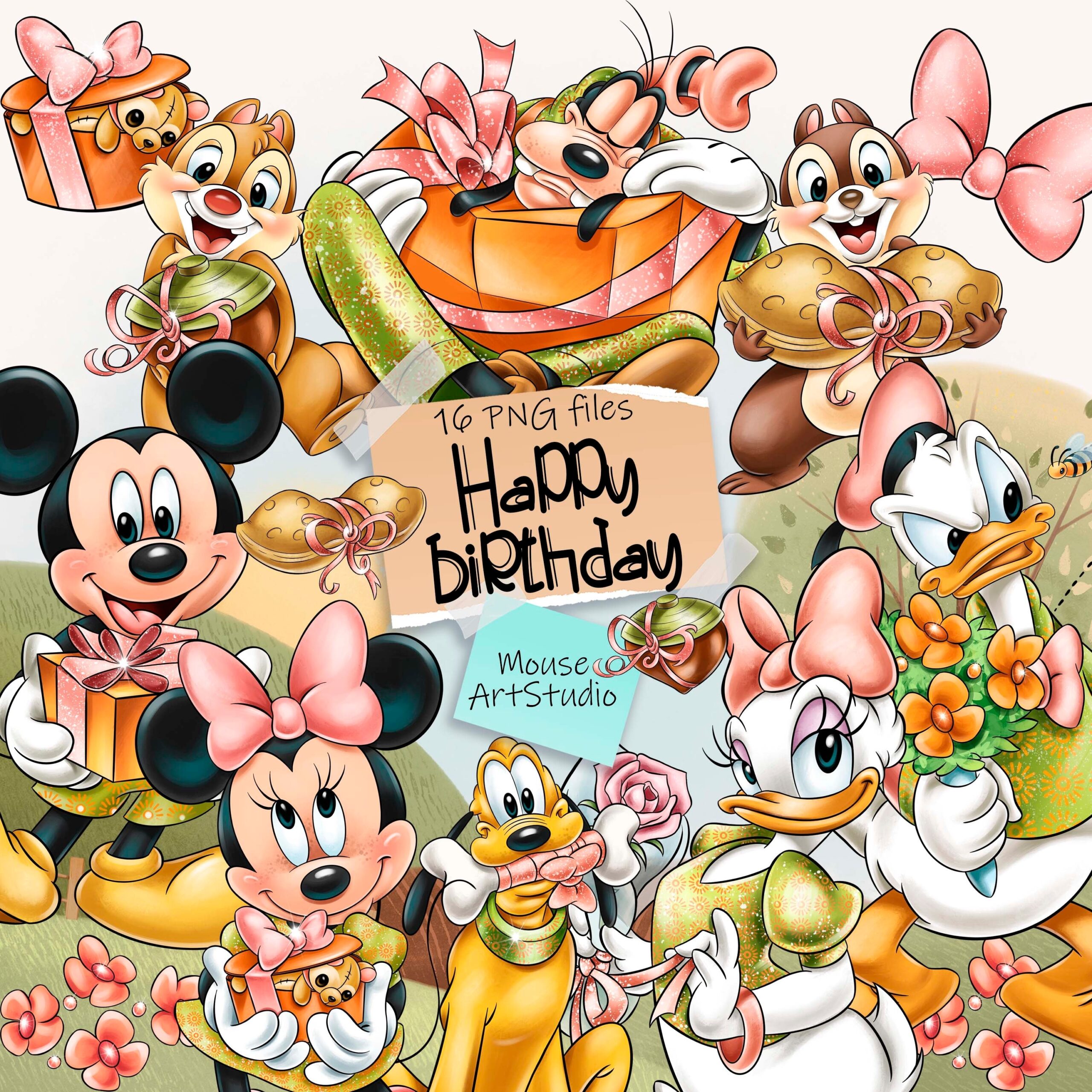 Happy Birthday Mickey And Friends Sublimation Design Digital Illustration Instant Download Etsy