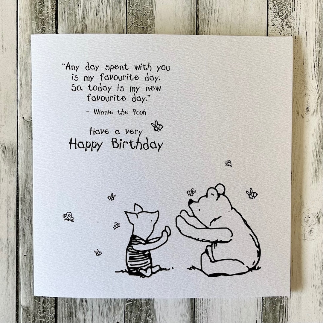 Happy Birthday Winnie The Pooh Card Quote Birthday Birthday Card Happy Birthday Classic Winnie The Pooh Card Pooh And Piglet Card Etsy