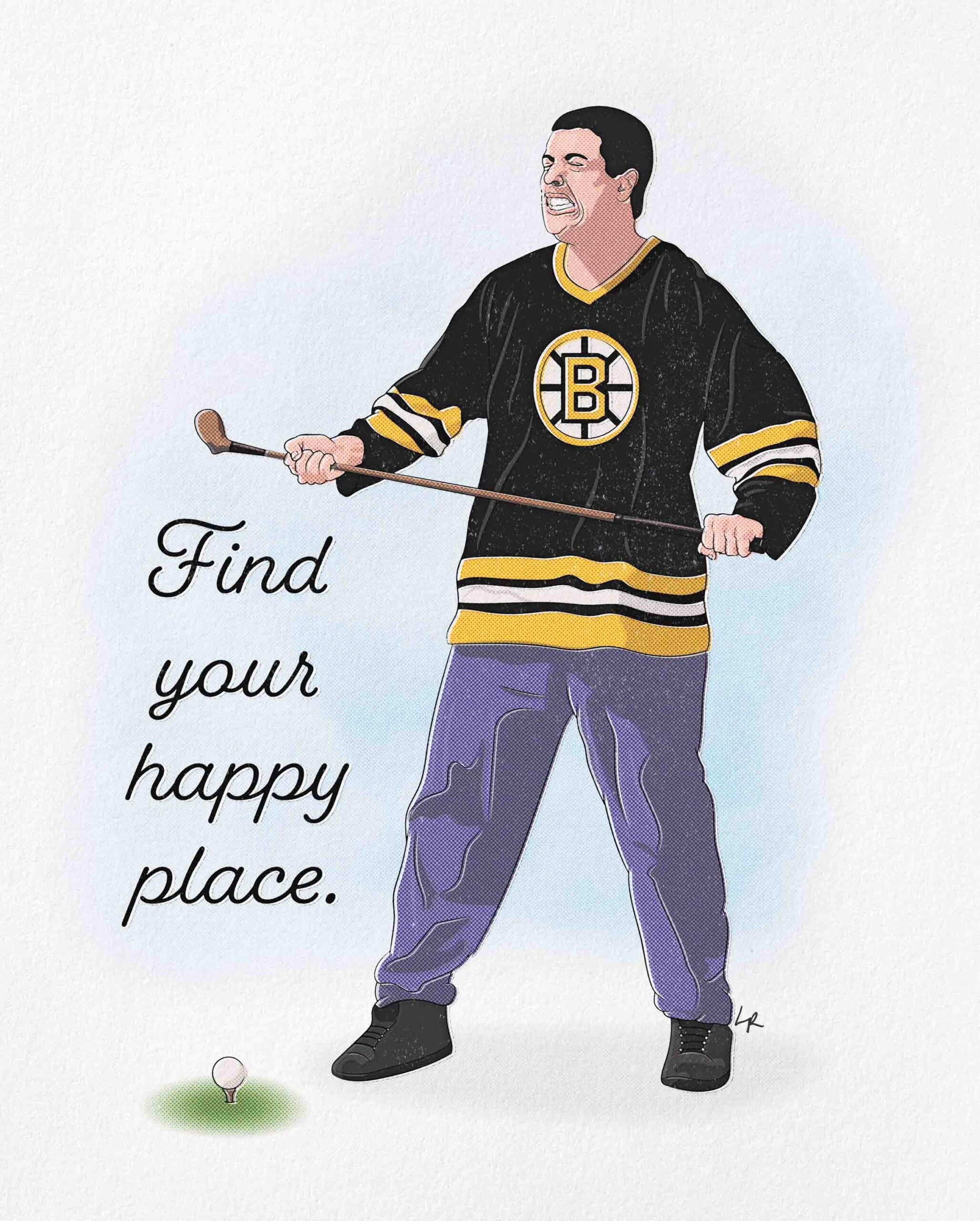 Happy Gilmore find Your Happy Place Art Print Original Illustration Fan Art Adam Sandler 90s Nostalgia Gift For Golfer Etsy