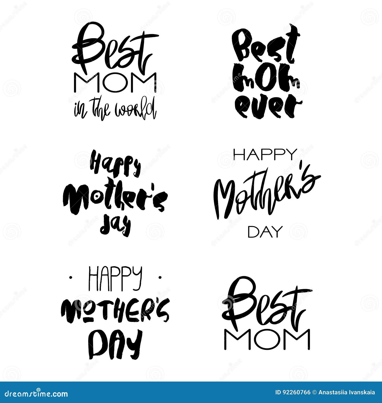 Happy Mothers Day Greeting Card Stock Vector Illustration Of Handdrawn Handwritten 92260766