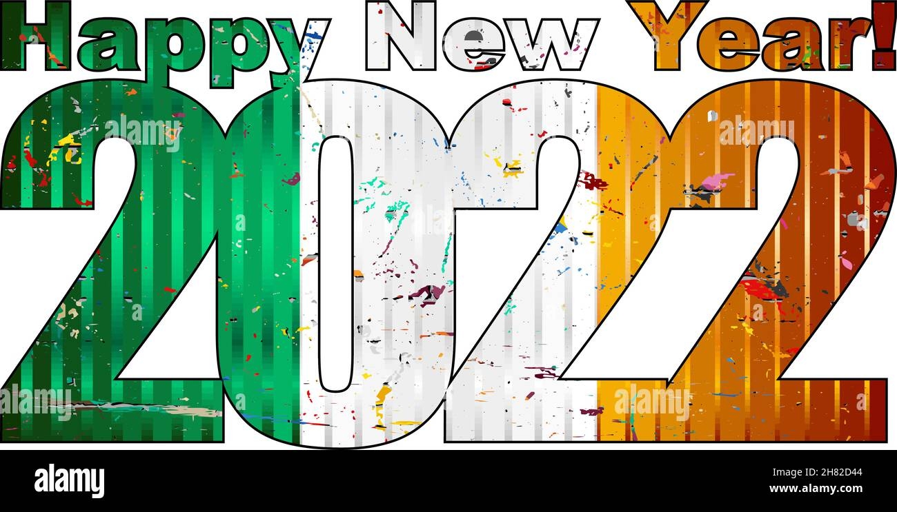 Happy New Year 2022 With Ireland Flag Inside Illustration 2022 HAPPY NEW YEAR NUMERALS 2022 Ireland Flag Numbers Stock Vector Image Art Alamy