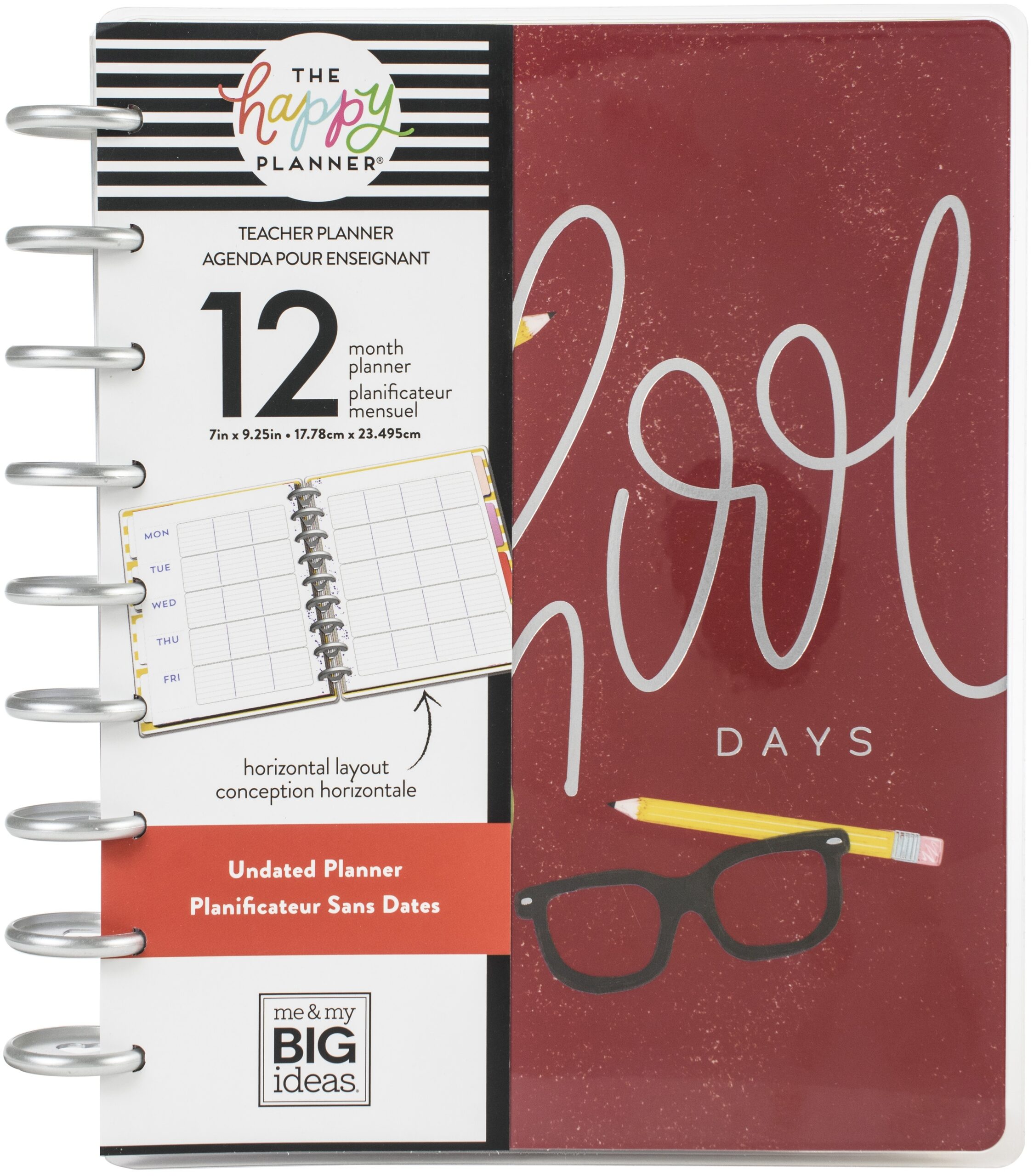 Happy Planner 12 Month Undated Classic Planner 9 25X7 School Days Teacher 673807625549