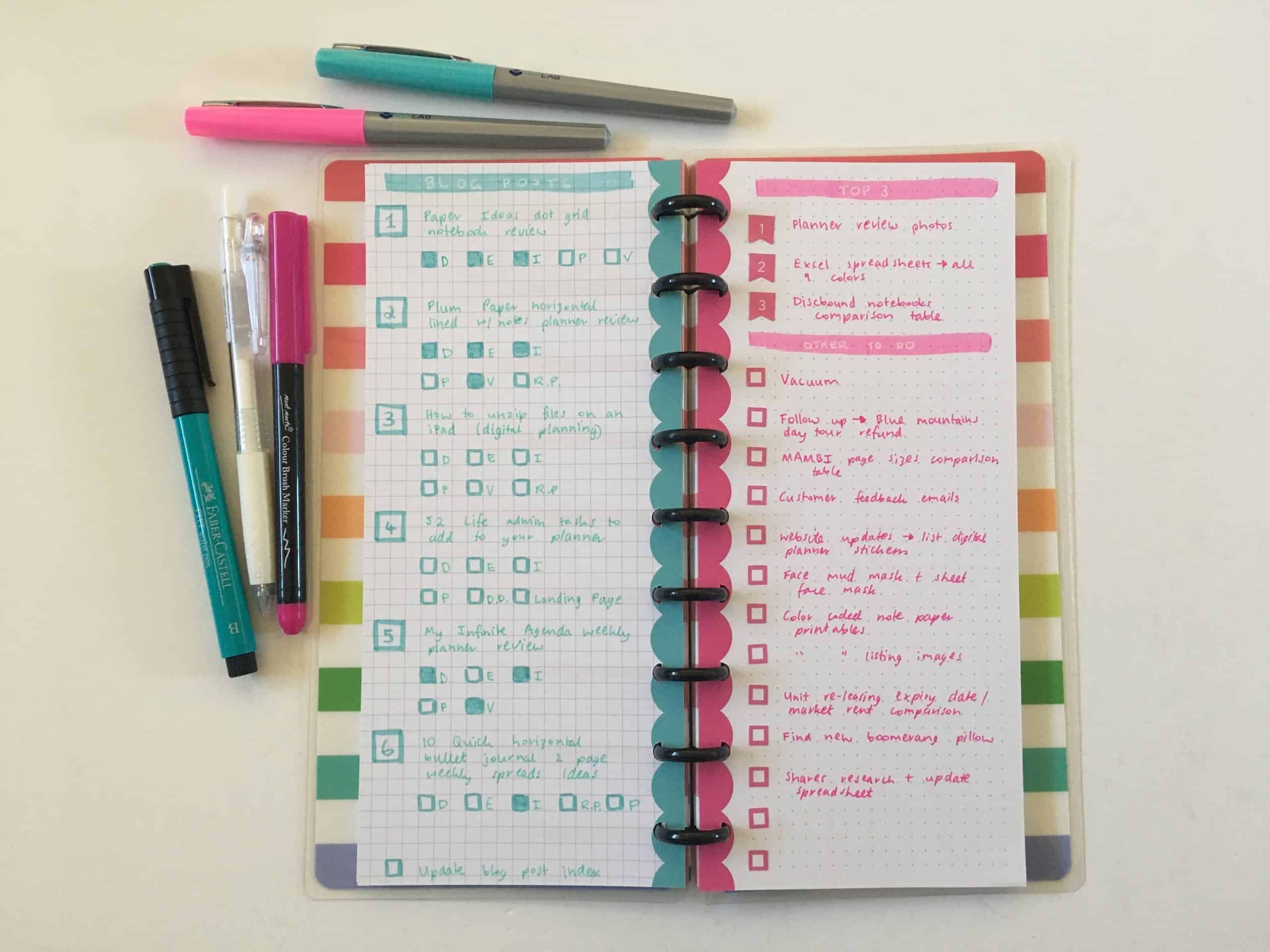 Happy Planner Classic Skinny Weekly Spread Graph Versus Dot Grid Paper All About Planners