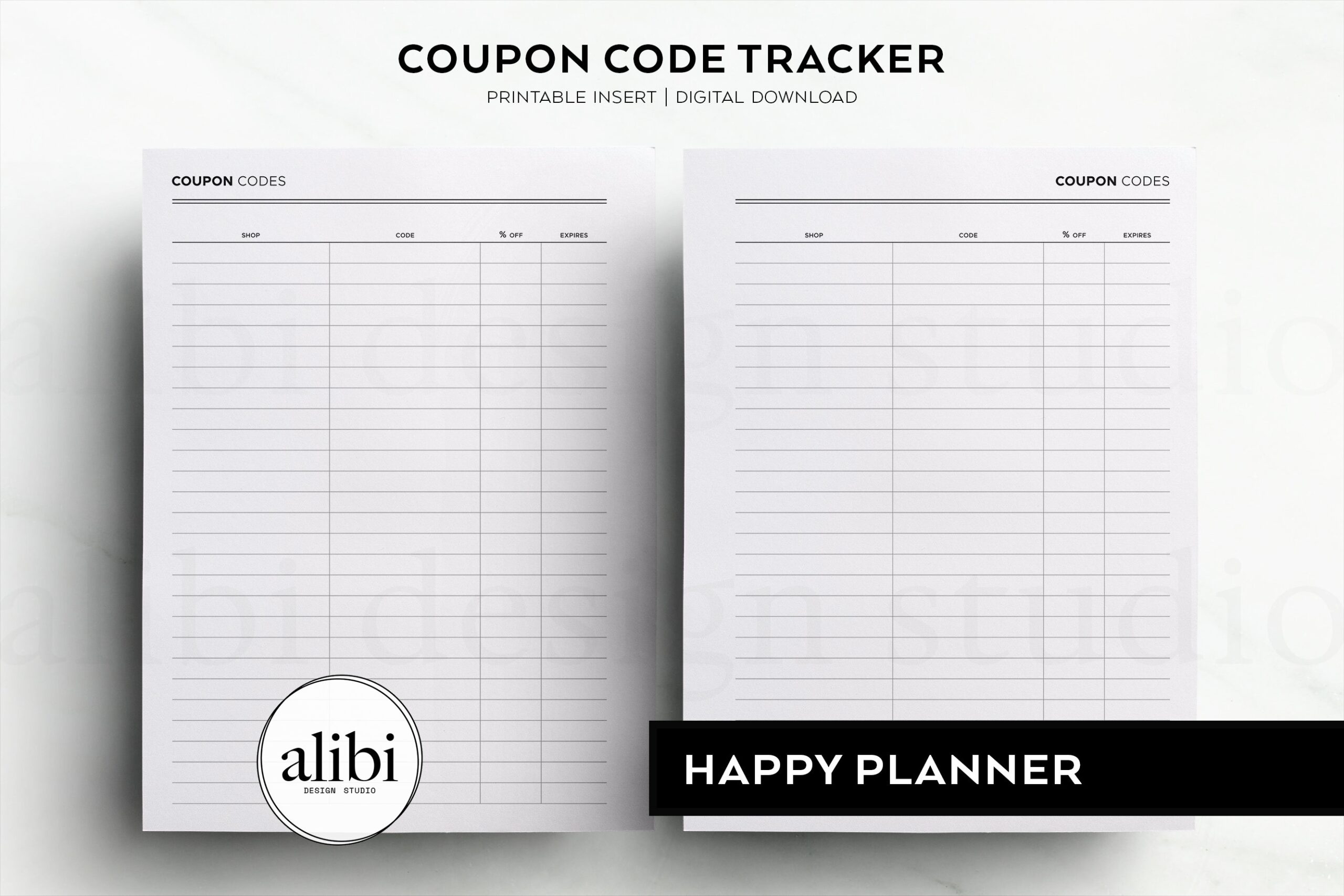 Happy Planner Printable Coupon Code Tracker Shopping Budget Planner HP Classic Printable Inserts Etsy