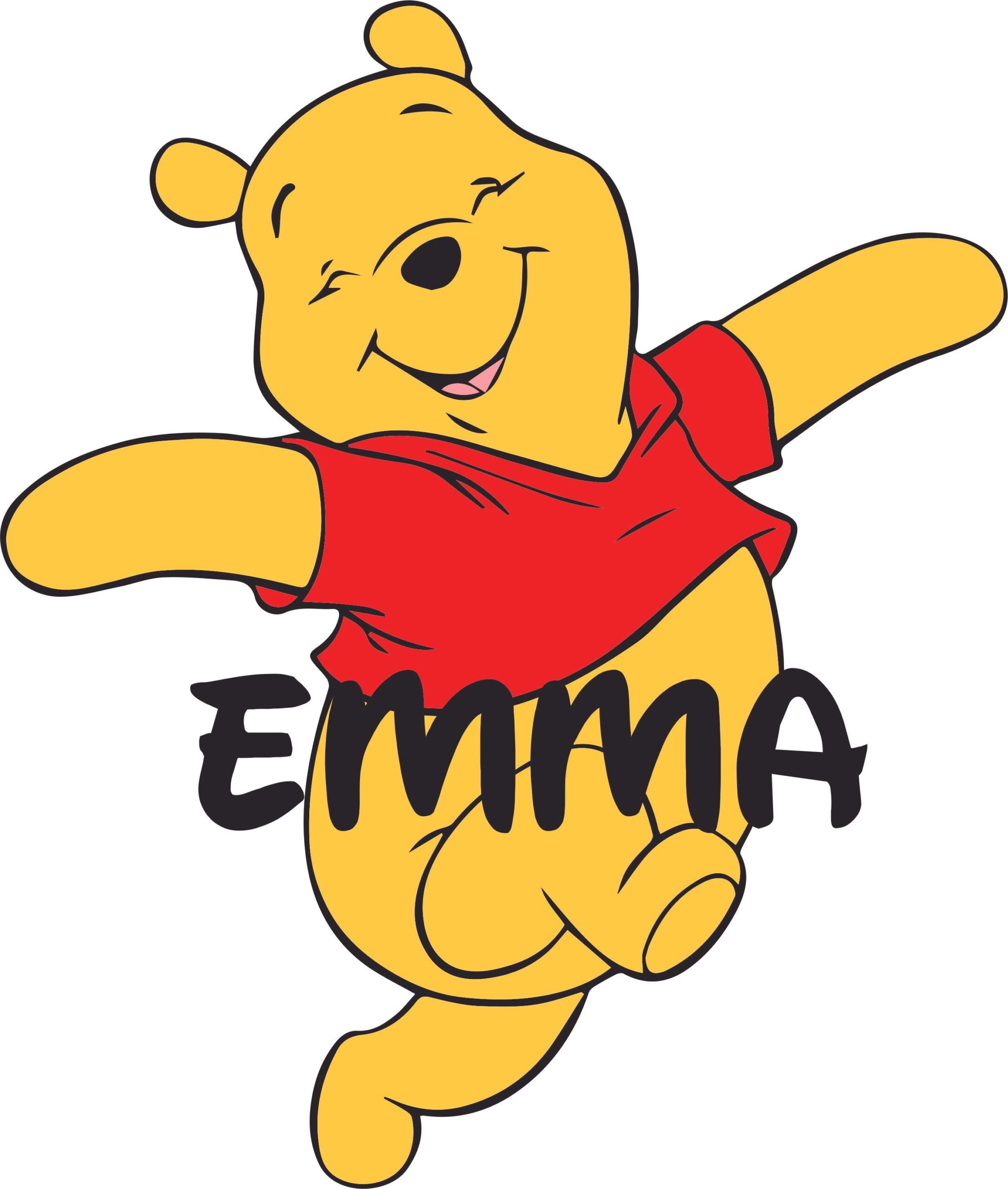 Happy Winnie The Pooh Cute Cartoon Customized Wall Decal Custom Vinyl Wall Art Personalized Name Baby Girls Boys Kids Bedroom Wall Decal Room Decor Wall Stickers Decoration Size 40x35