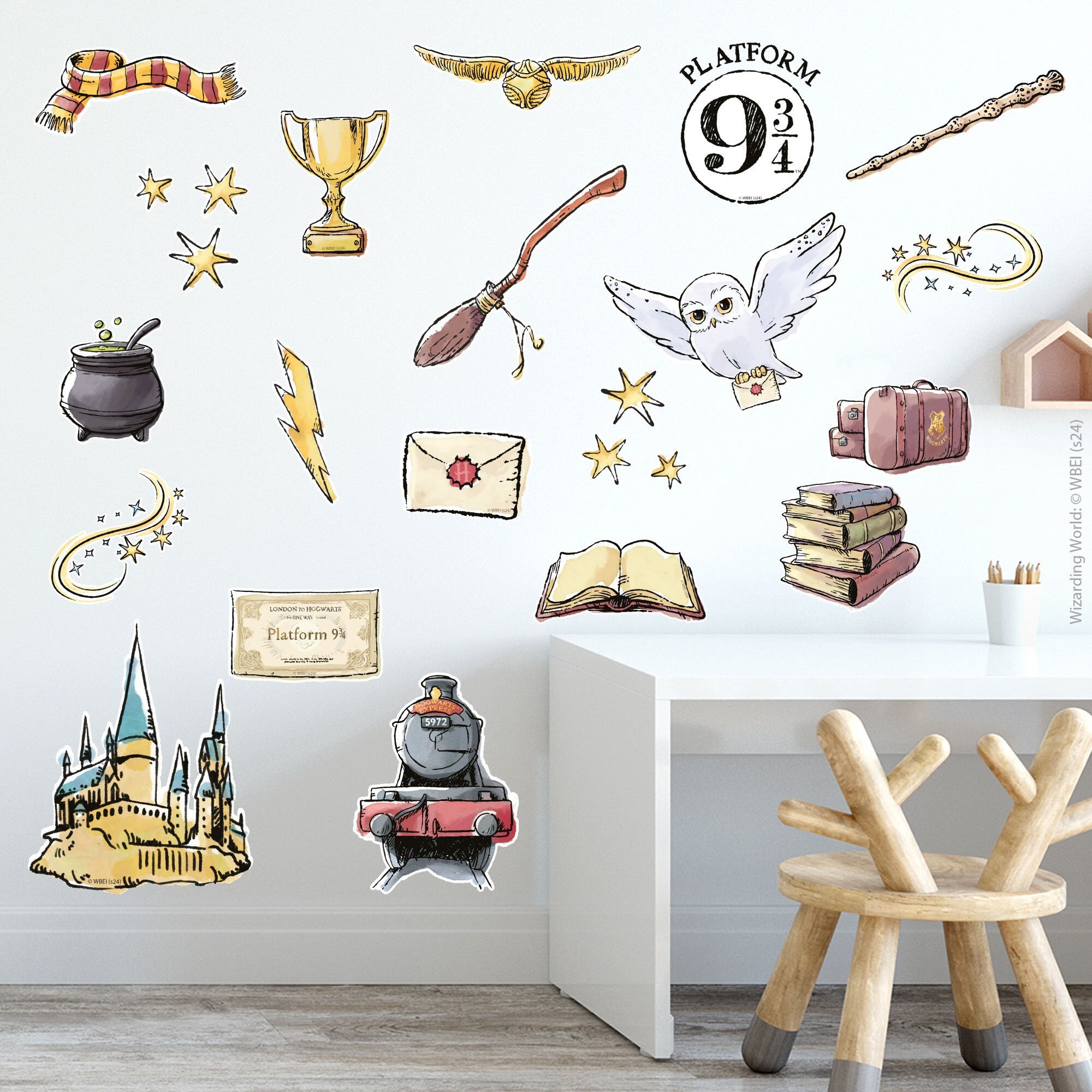 HARRY POTTER Wall Sticker Watercolour Icons Set Wall Decal Wizarding World Art Etsy