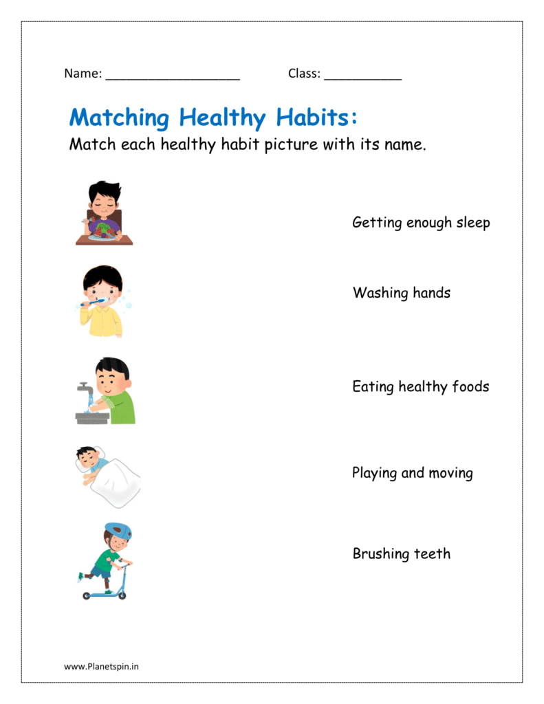 health habits worksheet