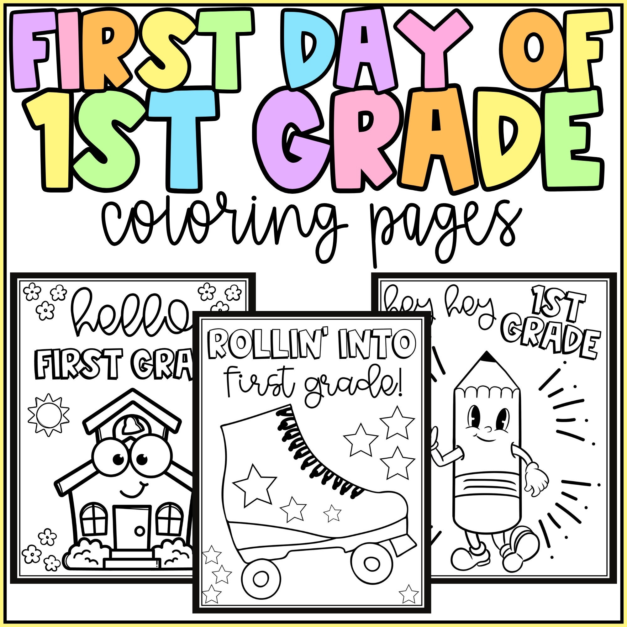 Hello First Grade Coloring Pages First Day Of 1st Grade Activity Low Prep Etsy Sweden