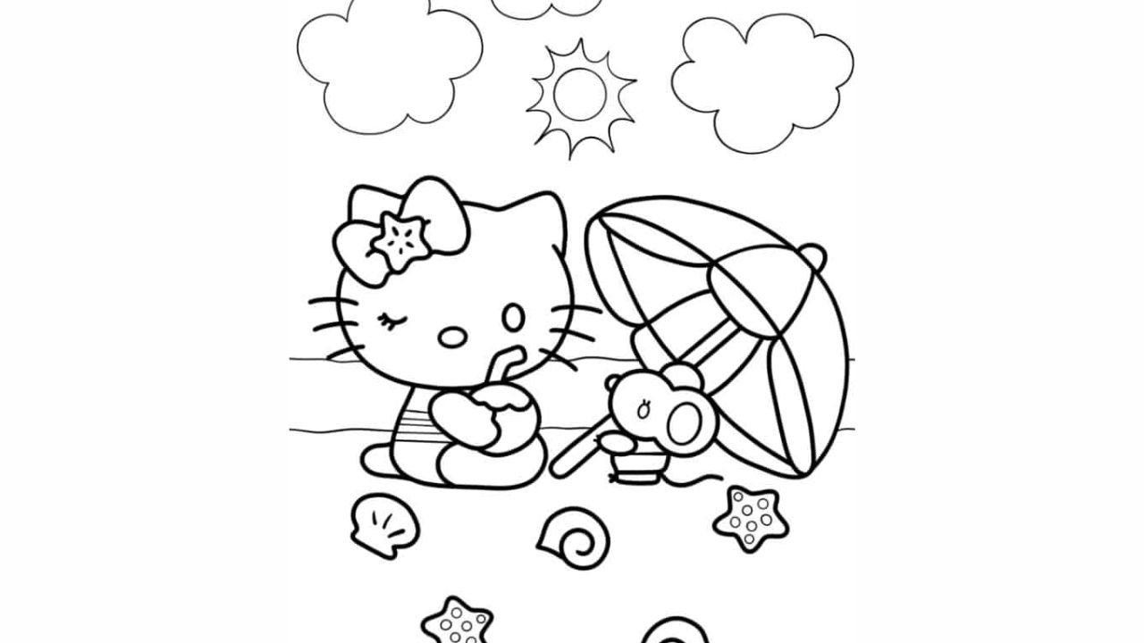 Hello Kitty And Joey On The Beach Fun Printable