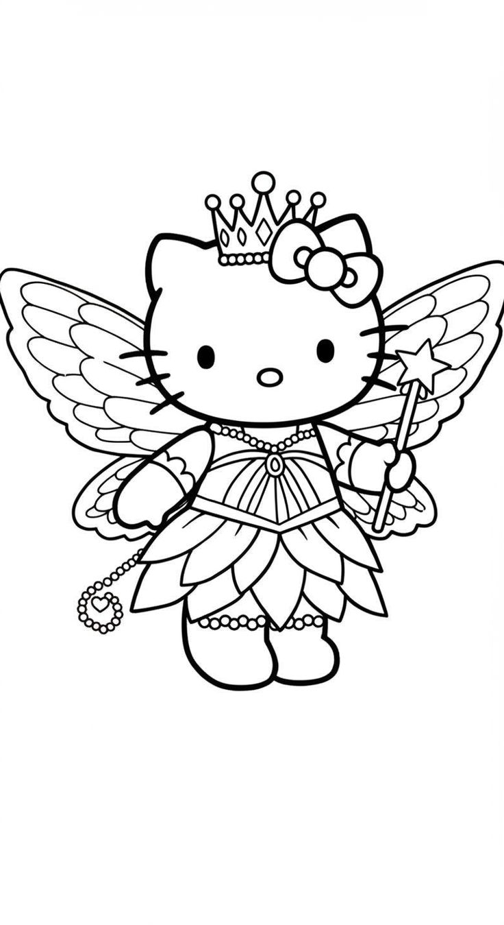 Hello Kitty As A Fairy Princess Magical Hello Kitty Coloring Pages