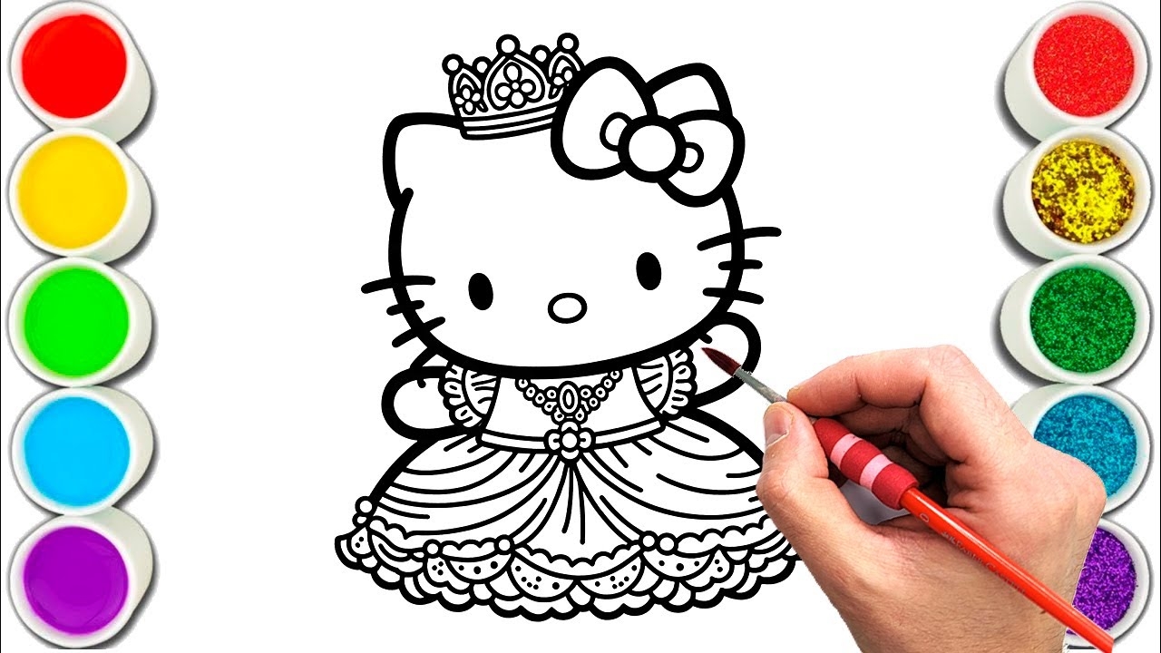 Hello Kitty As A Princess Drawing Painting Coloring For Kids And Toddlers Child Art YouTube