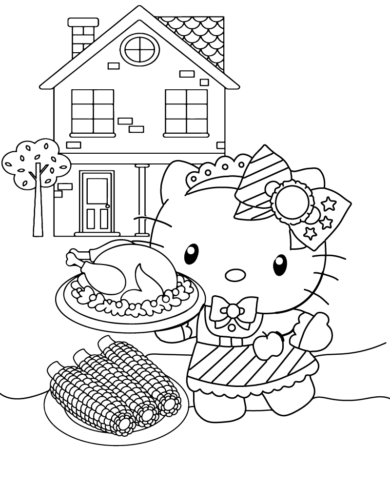 Hello Kitty Collectible Thanksgiving Coloring Pages Soft Coloring Pages