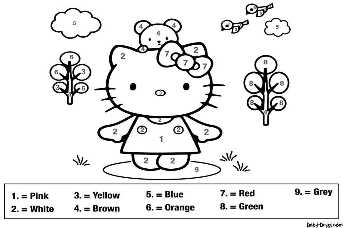color by number hello kitty
