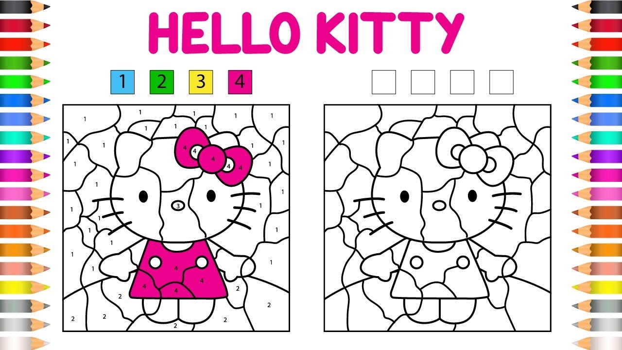 Hello Kitty Coloring Page Kitty White Color By Number For Kids YouTube