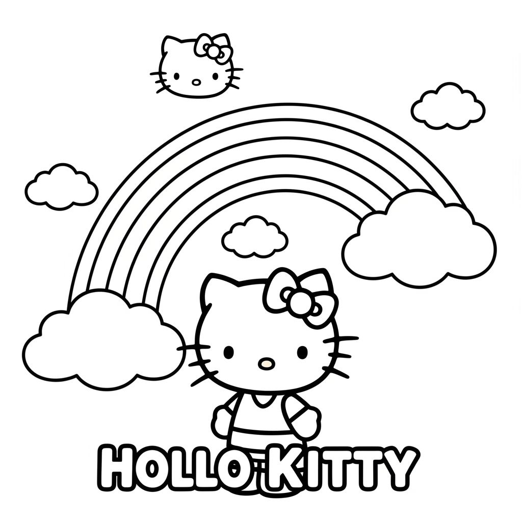 hello kitty rainbow coloring pages