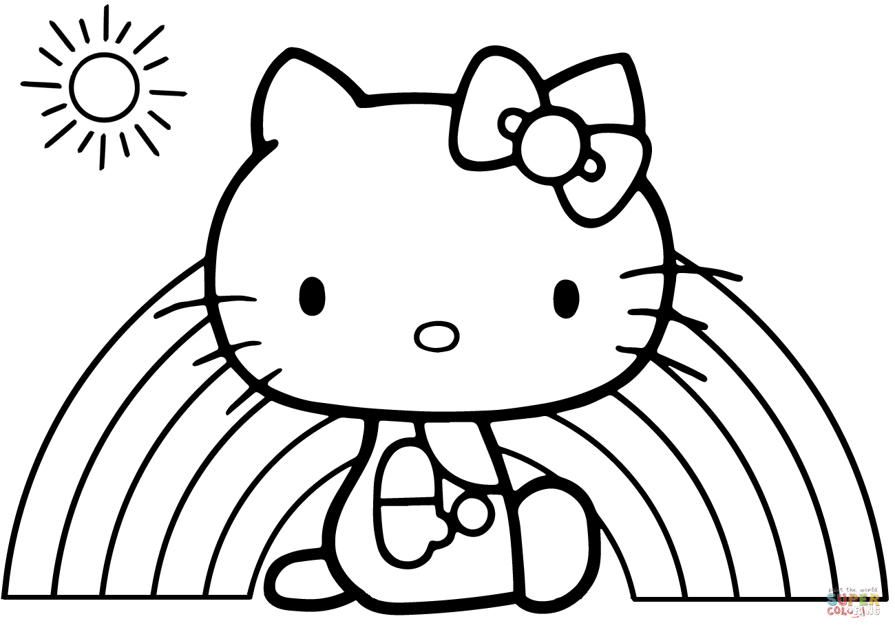 Hello Kitty Rainbow Coloring Page Free Printable