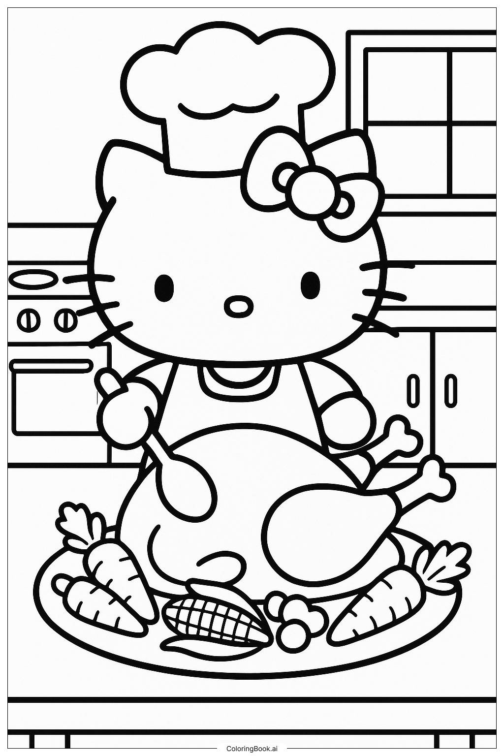hello kitty thanksgiving coloring pages