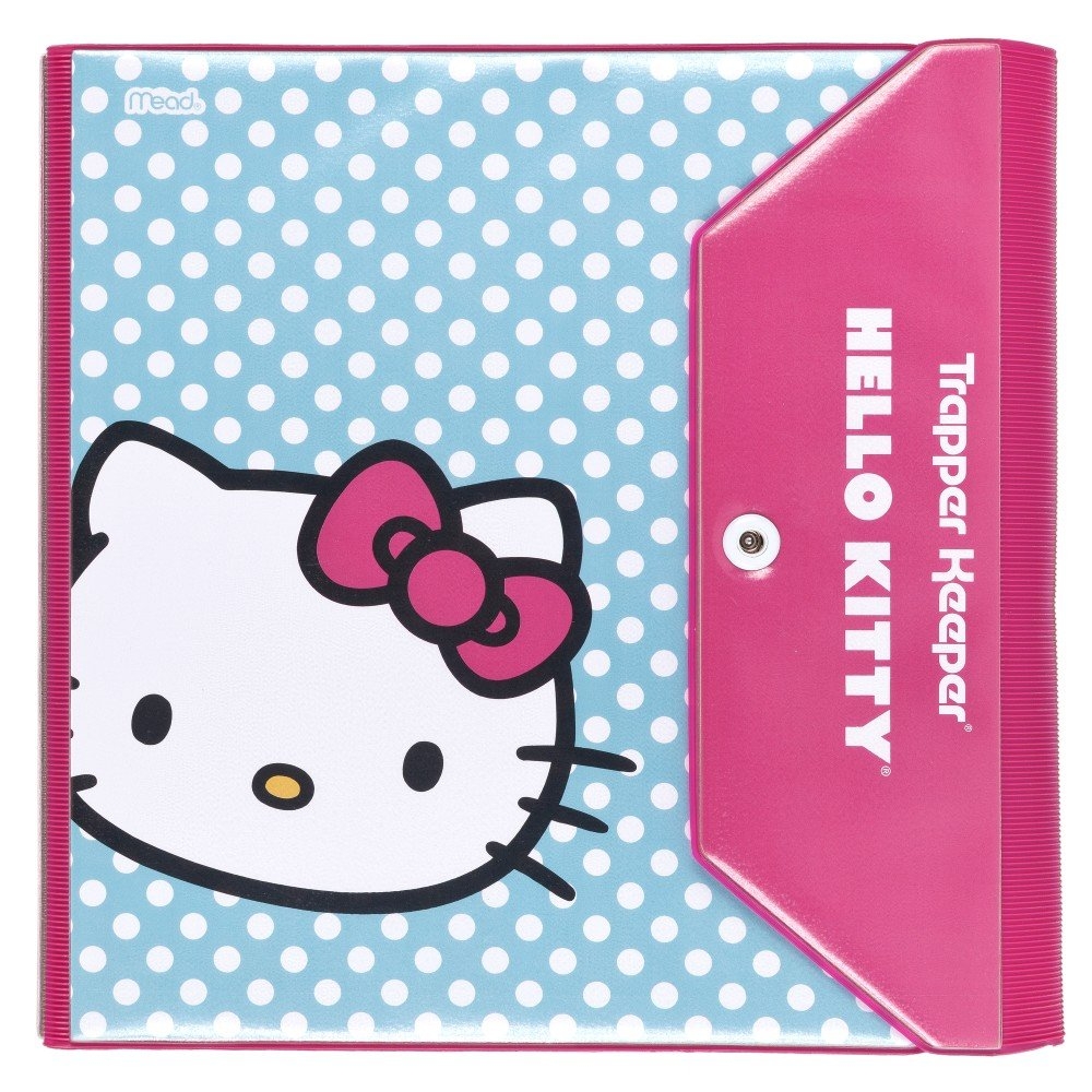 Hello Kitty Trapper Keeper 1 5 Inch Binder By Mead 3 Ring Binder Blue Dot Design 73459 Amazon in Toys Games
