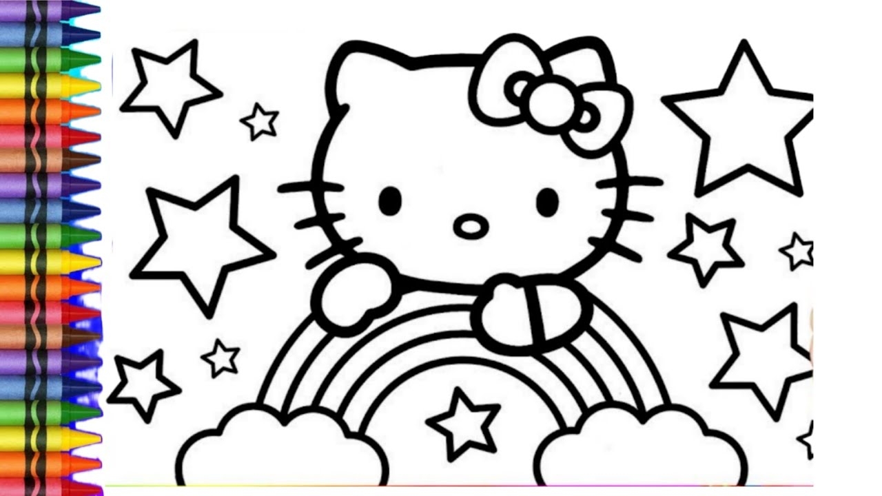 Hello Kitty With Rainbow Stars Drawing Painting And Colouring For Kids Toddlers Child Art YouTube