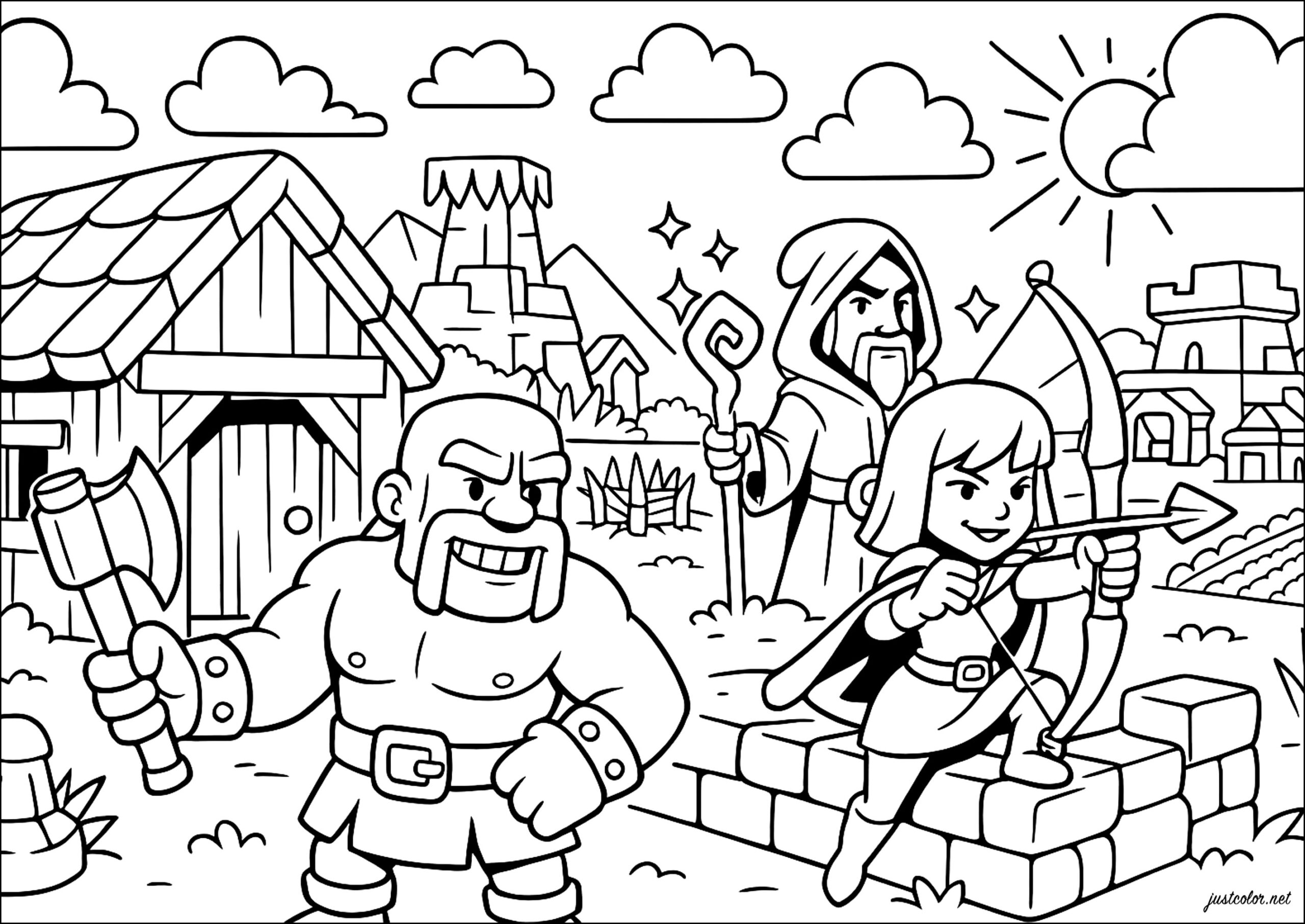 Heroic Village Adventure Clash Of Clans Coloring Pages