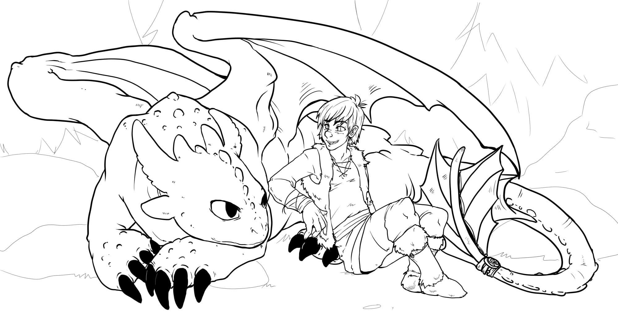 toothless and hiccup coloring pages