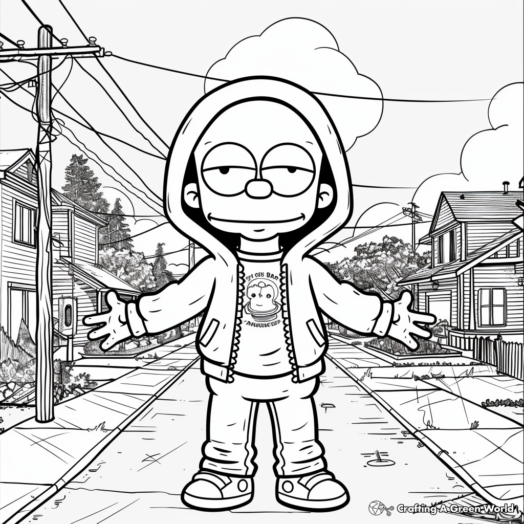 Hood Bart Simpson Coloring Pages Free Printable 