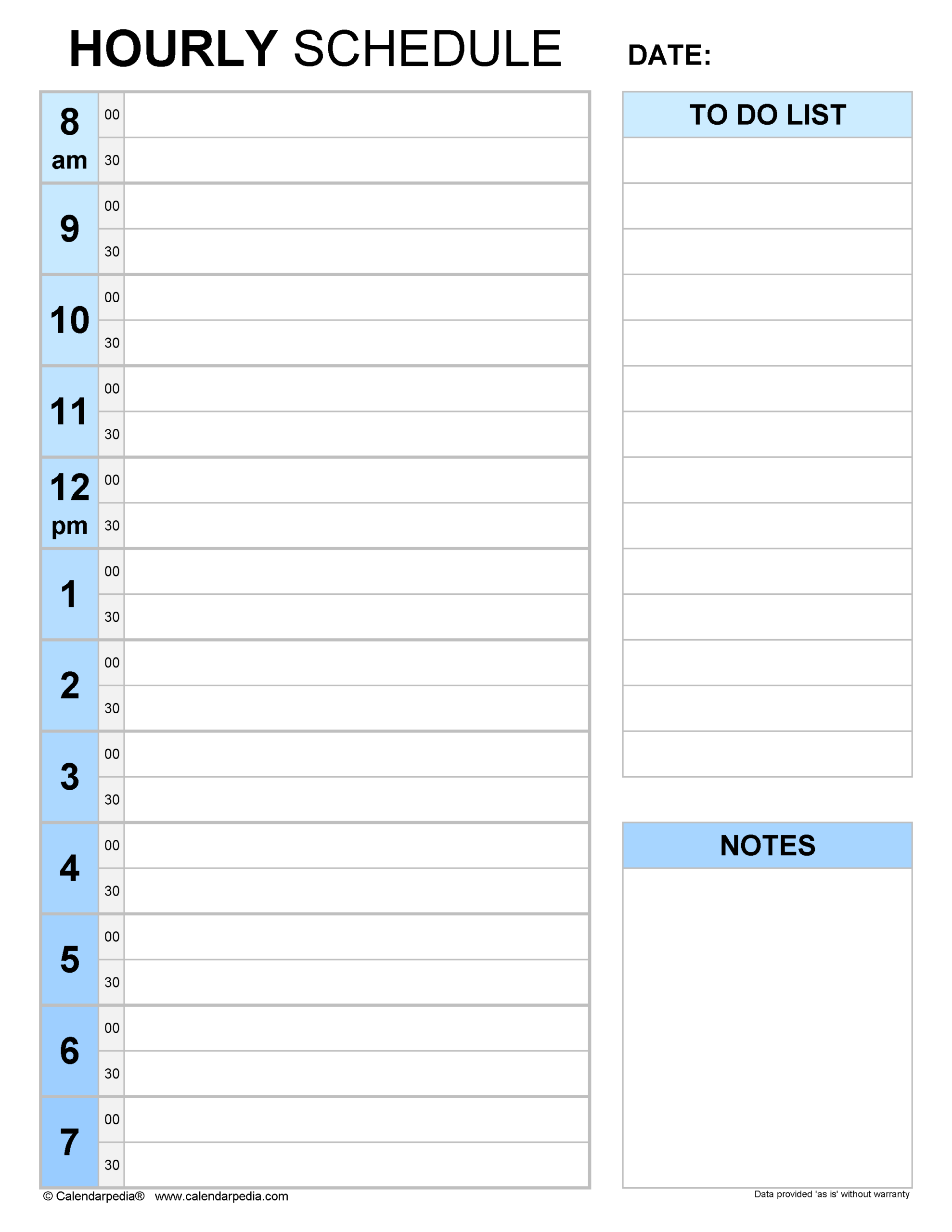 hour by hour schedule