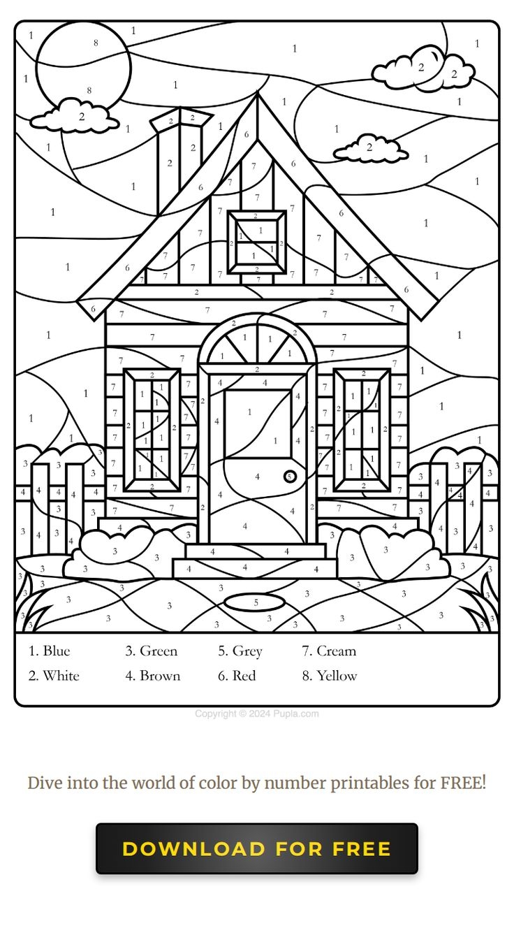 House Color By Number Fun Printable