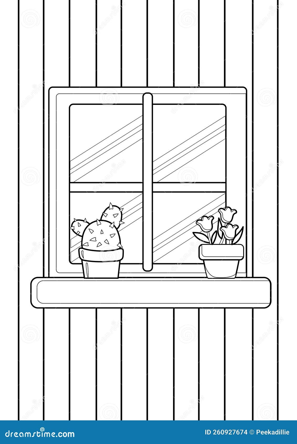 House Interior Window Coloring Pages A4 For Kids And Adult Stock Illustration Illustration Of Vehicle Sketch 260927674
