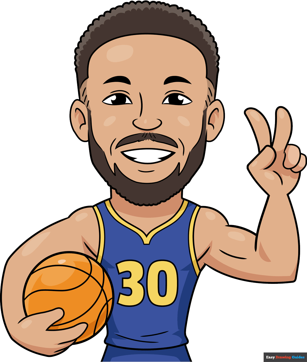 How To Draw A Cartoon Steph Curry Really Easy Drawing Tutorial
