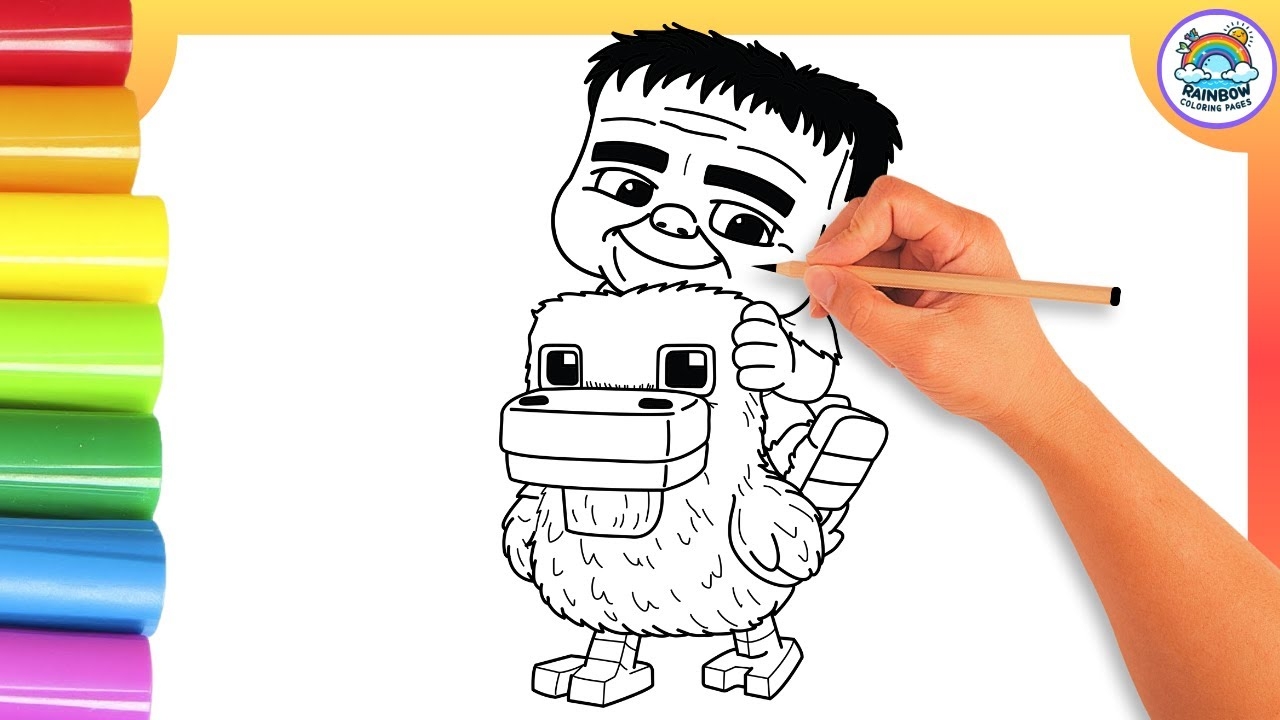 minecraft coloring pages chicken jockey