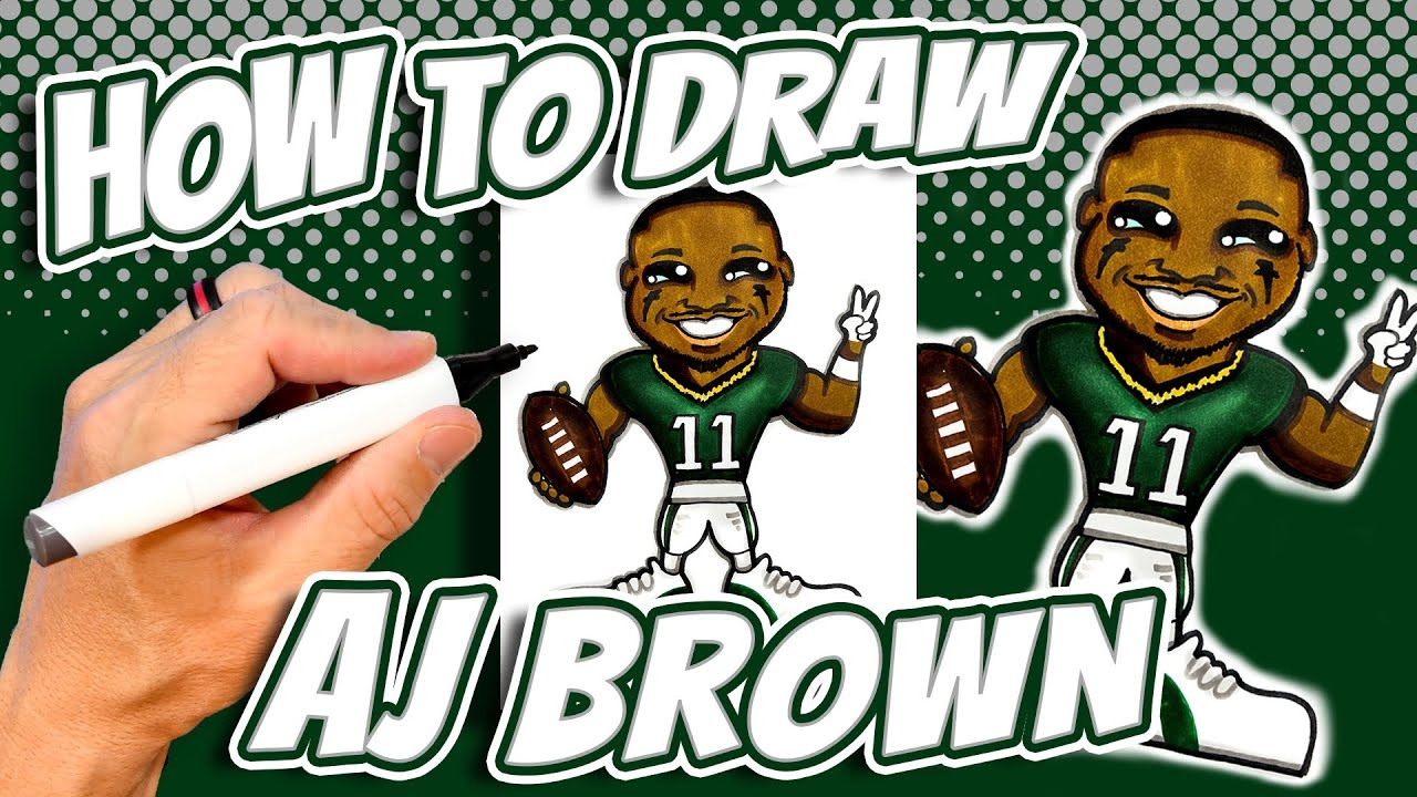 How To Draw AJ Brown For Kids Philadelphia Eagles Football YouTube